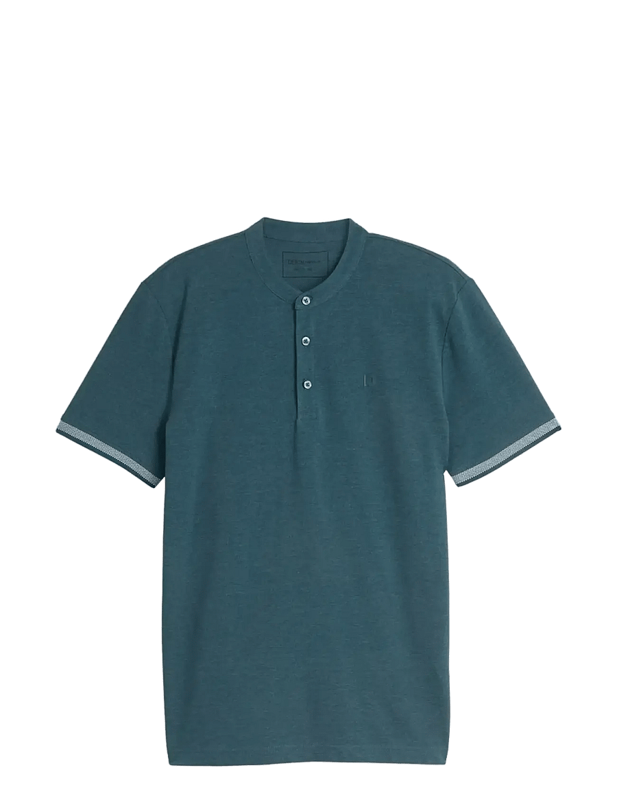 Tom Tailor - stand up collar two tone polo - lühikeste varrukatega polod - tide petrol - 1