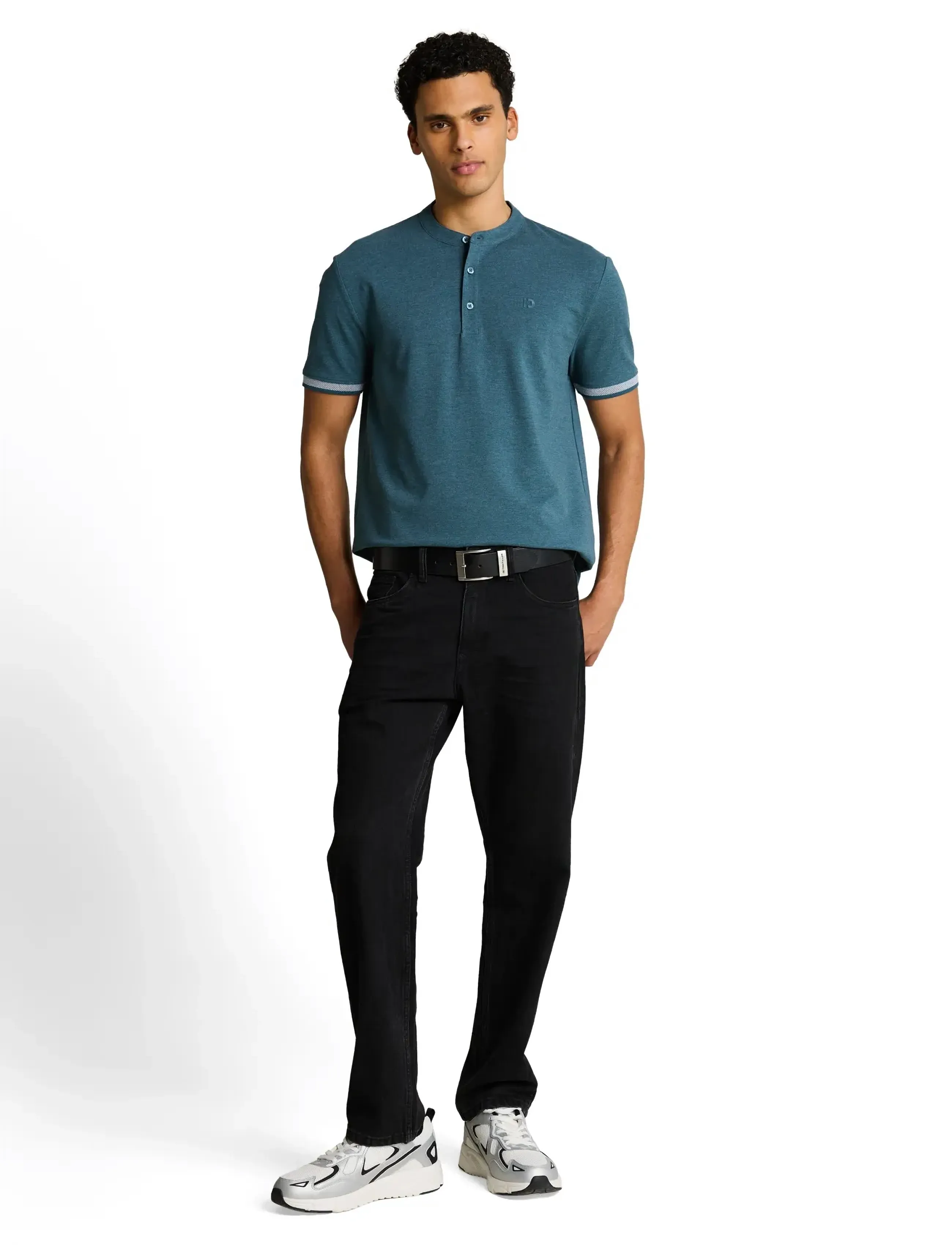 Tom Tailor Stand Up Collar Two Tone Polo, XXL, Blue, Poloer > Kortærmede, Herre