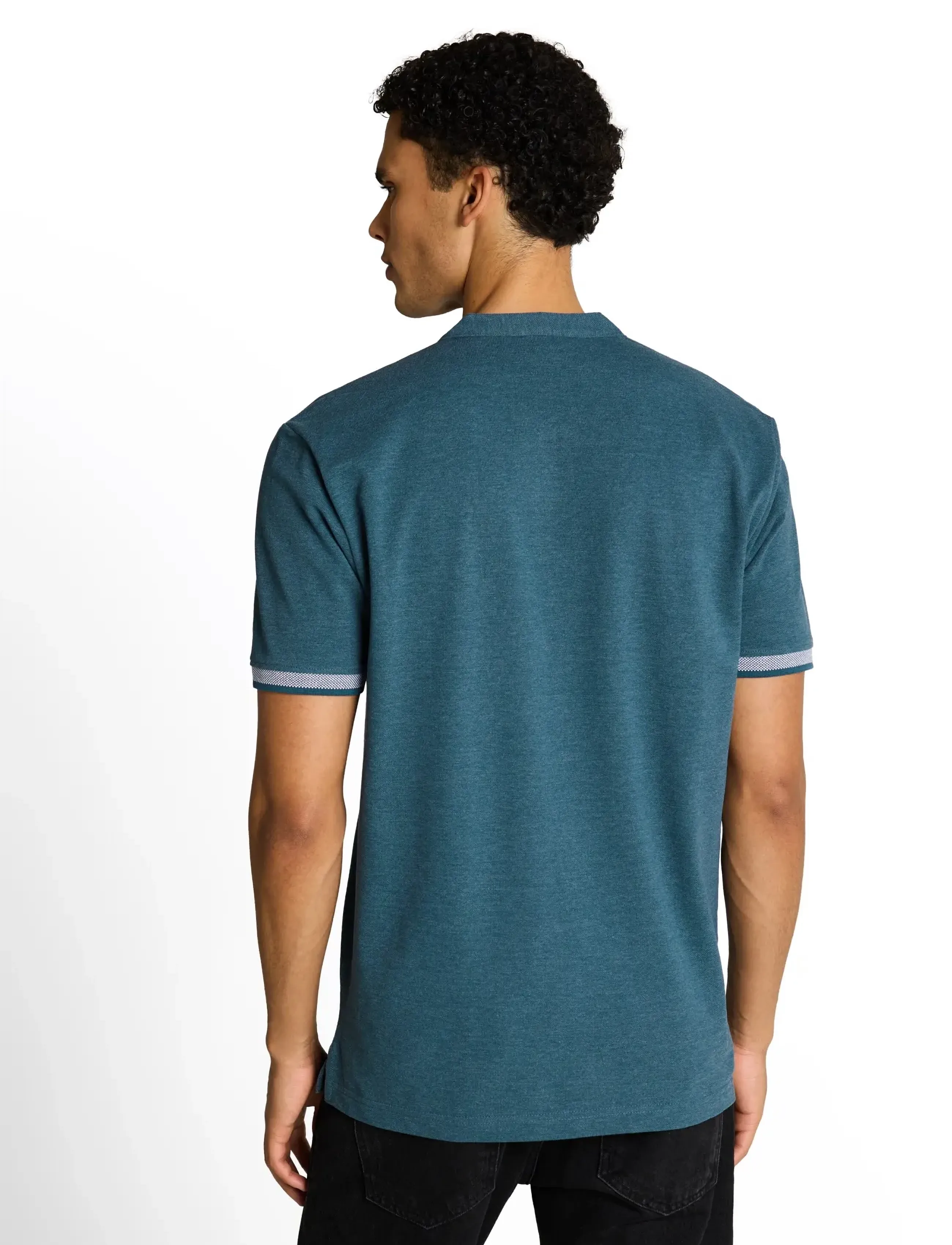 Tom Tailor - stand up collar two tone polo - short-sleeved polos - tide petrol - 2