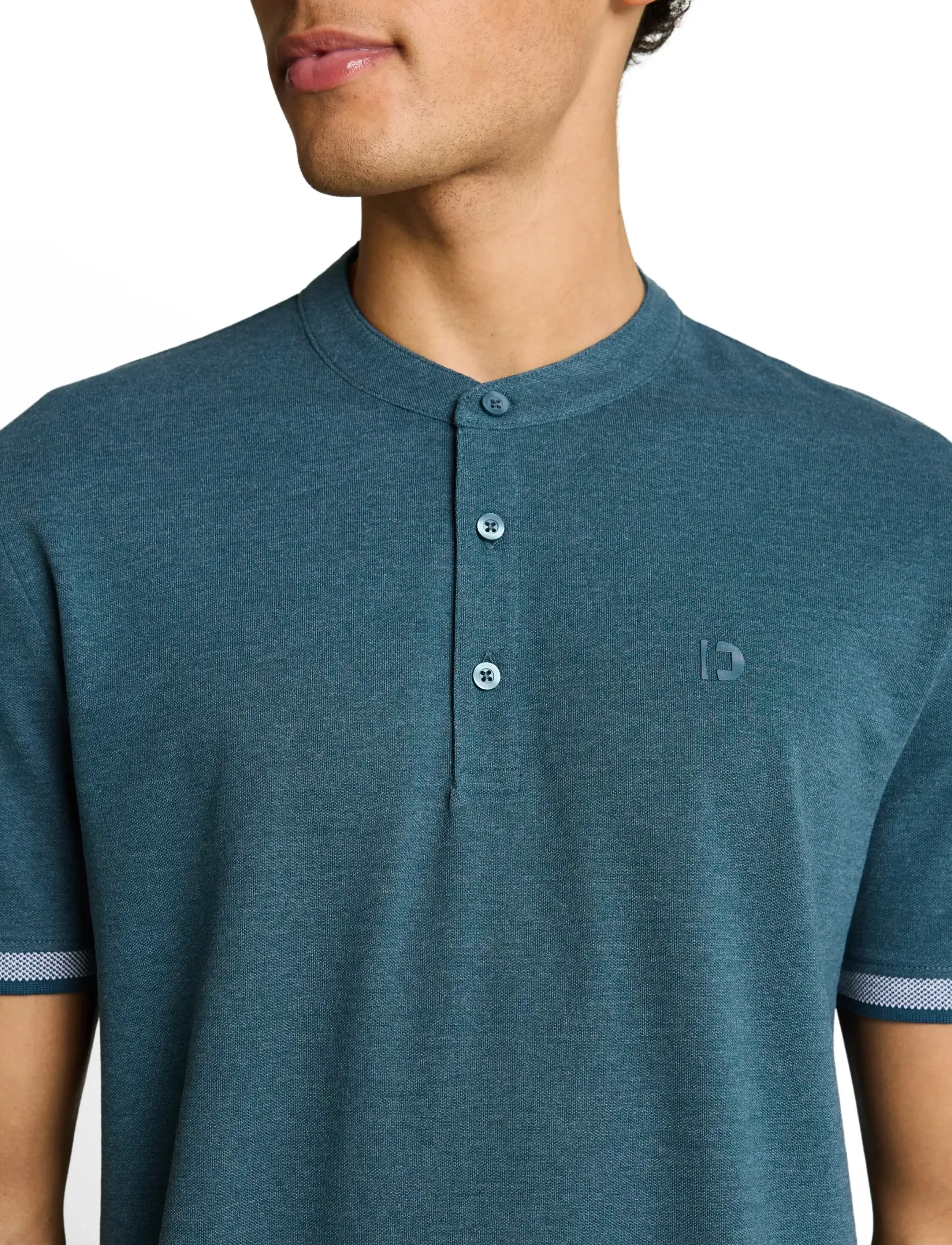 Tom Tailor - stand up collar two tone polo - short-sleeved polos - tide petrol - 3