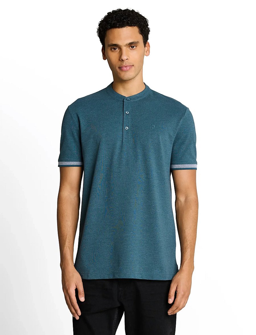 Tom Tailor - stand up collar two tone polo - lühikeste varrukatega polod - tide petrol - 4