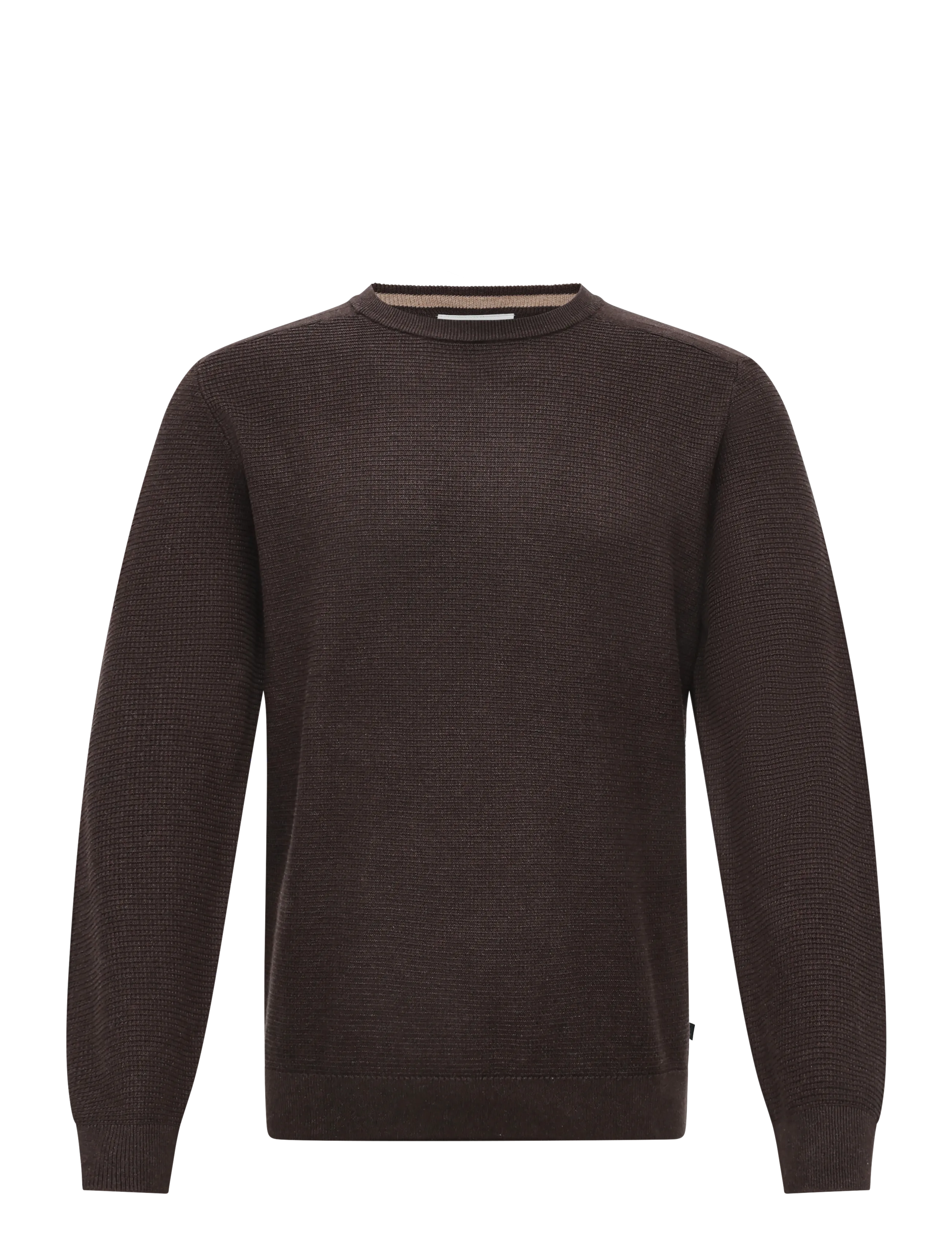 Tom Tailor structured crew neck knit - Stickat - DARK CHOCOLATE BROWN MELANGE / brown