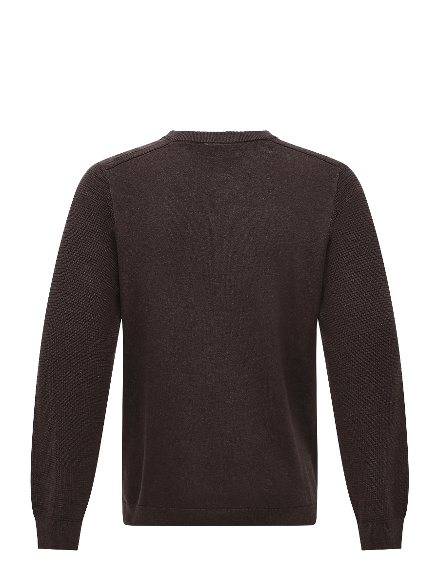 Tom Tailor - structured crew neck knit - rundhalsad - dark chocolate brown melange - 2