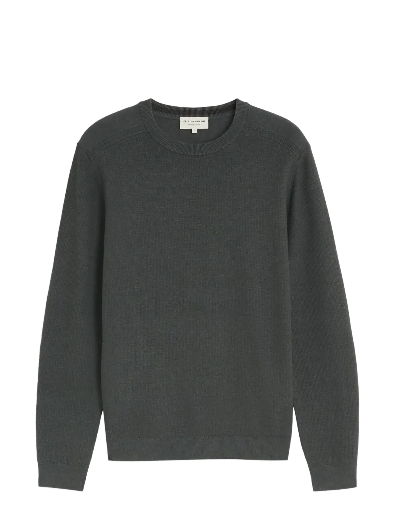 Tom Tailor structured crew neck knit - Rundhals - DARKEST OLIVE MELANGE / khaki/green
