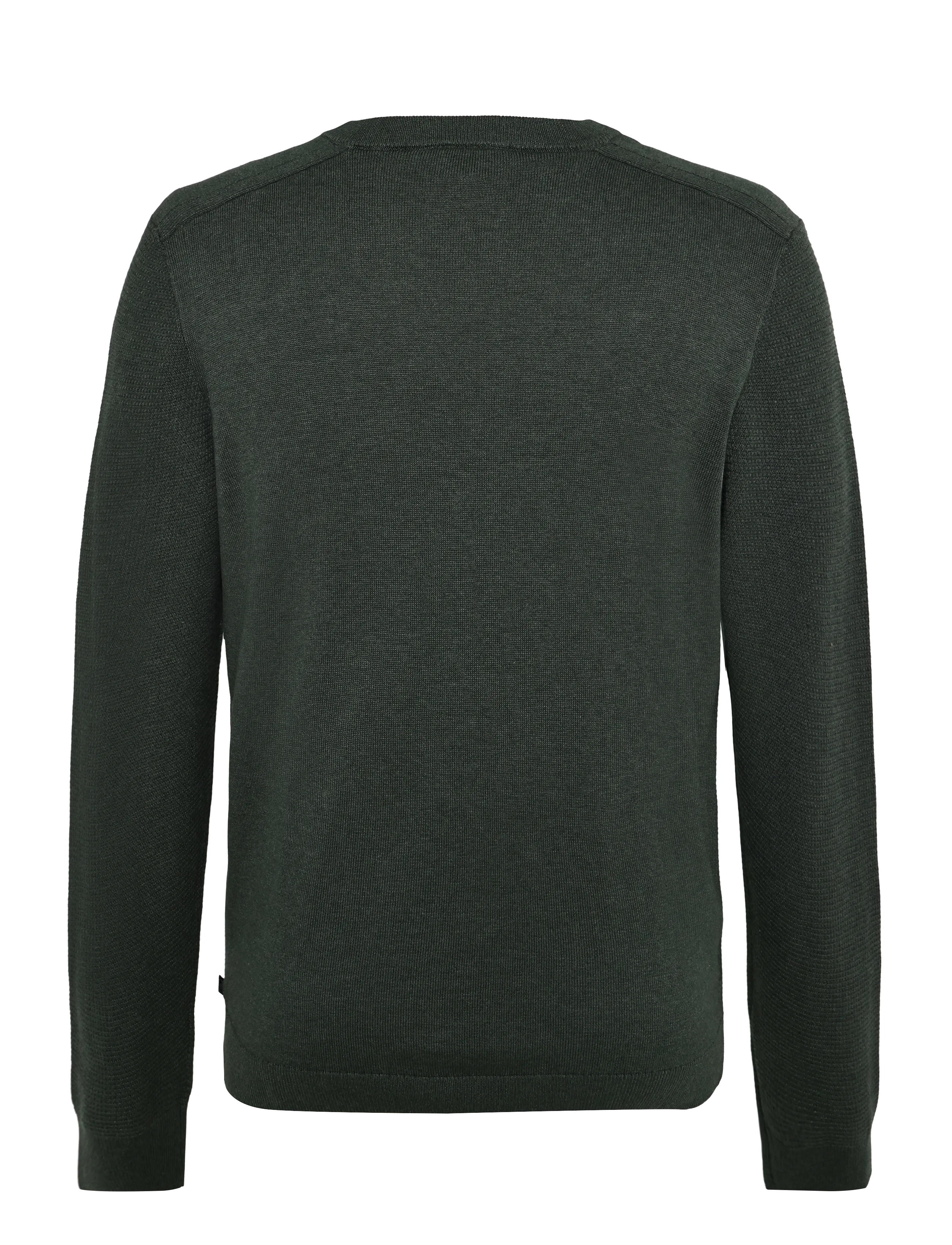 Tom Tailor - structured crew neck knit - rund hals - darkest olive melange - 2