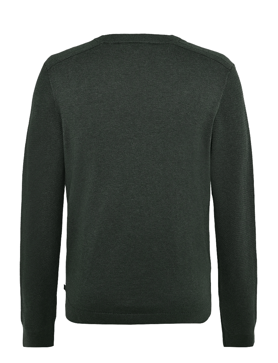 Tom Tailor - structured crew neck knit - rund hals - darkest olive melange - 2