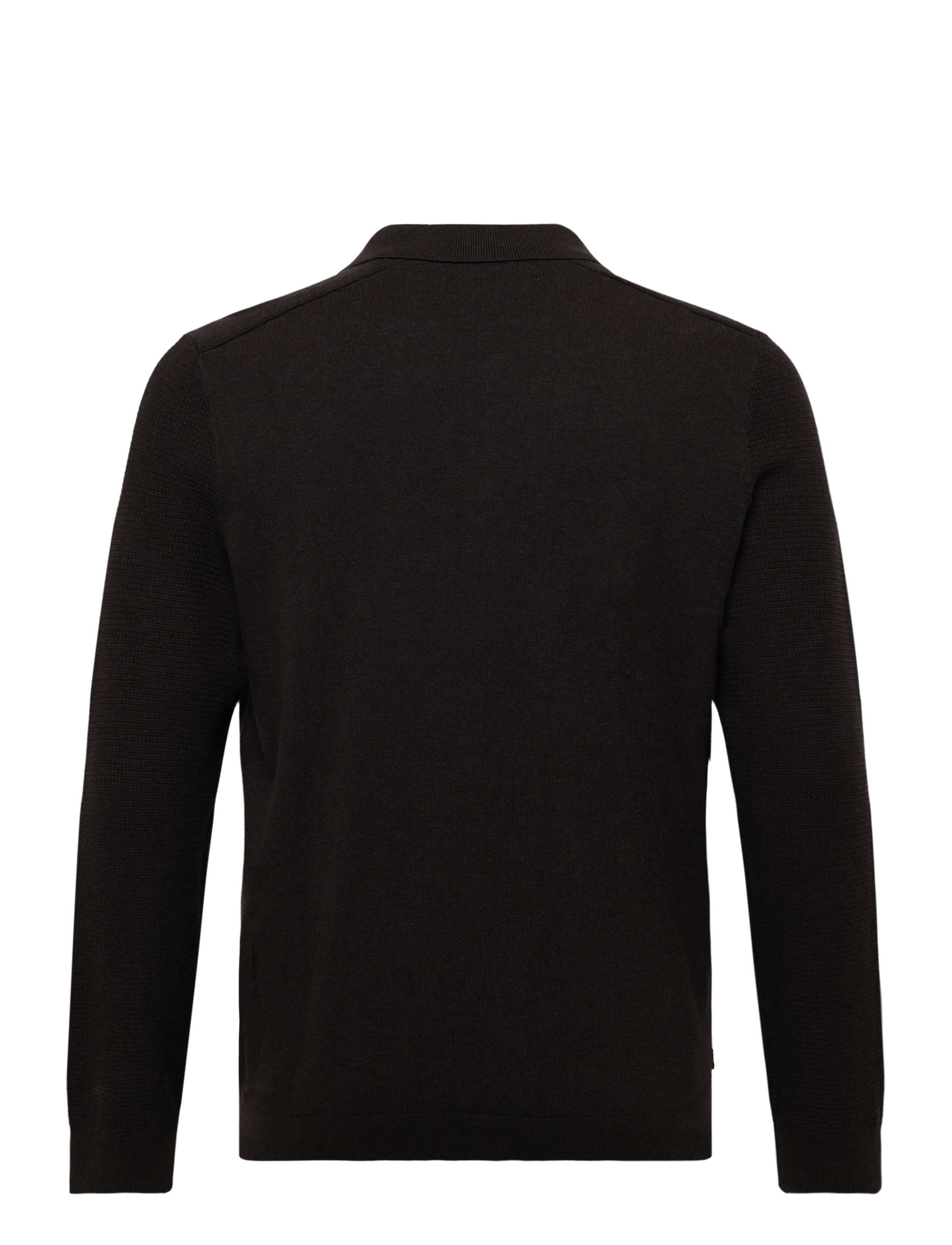 Tom Tailor - structured knit polo - poloer i strik med lange ærmer - dark chocolate brown melange - 2