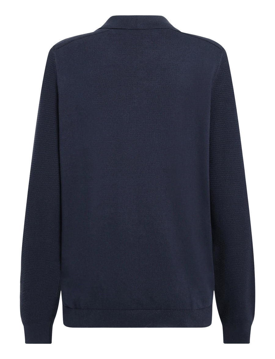 Tom Tailor - structured knit polo - langärmelige strick-polohemden - sky captain blue - 2