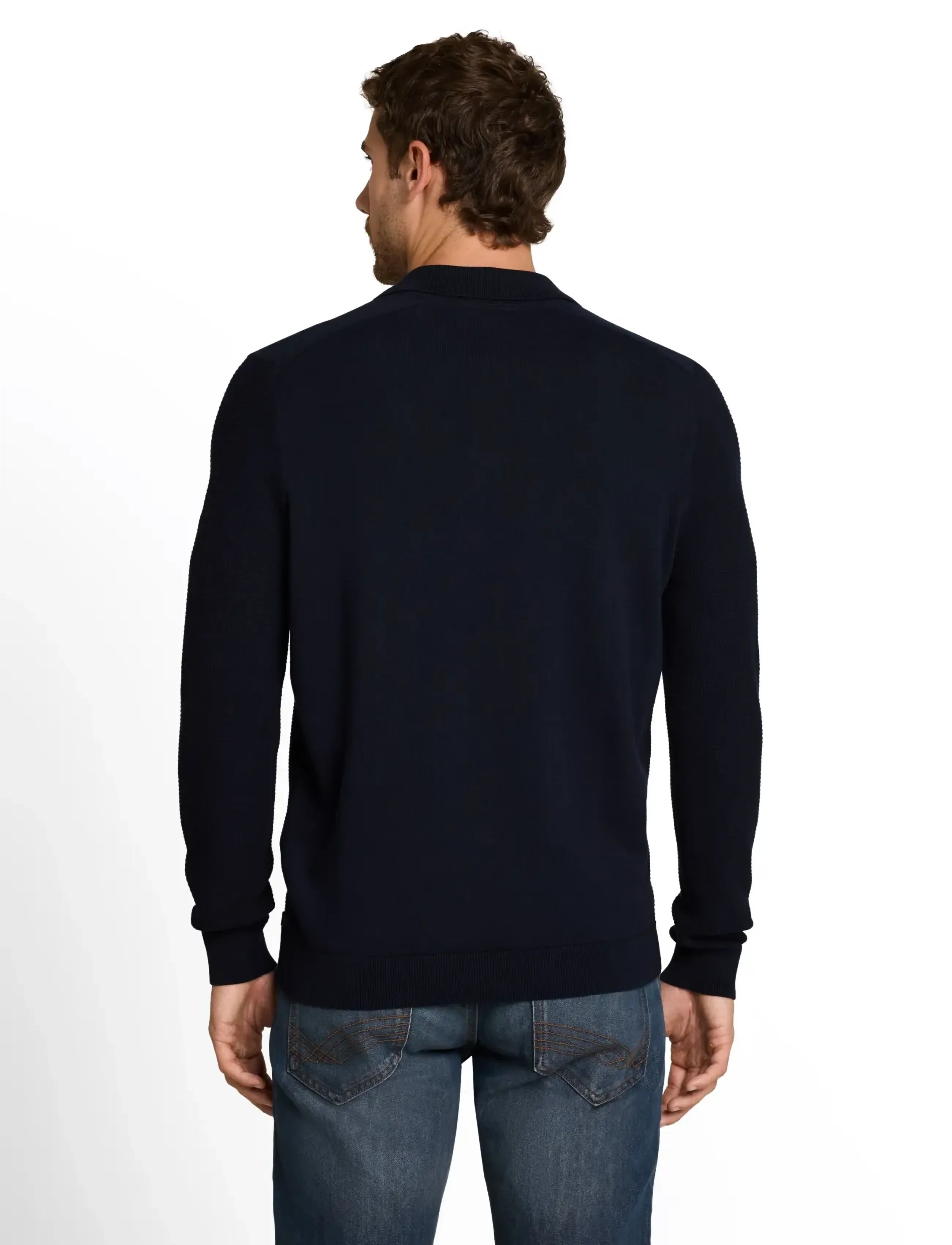 Tom Tailor - structured knit polo - langärmelige strick-polohemden - sky captain blue - 3