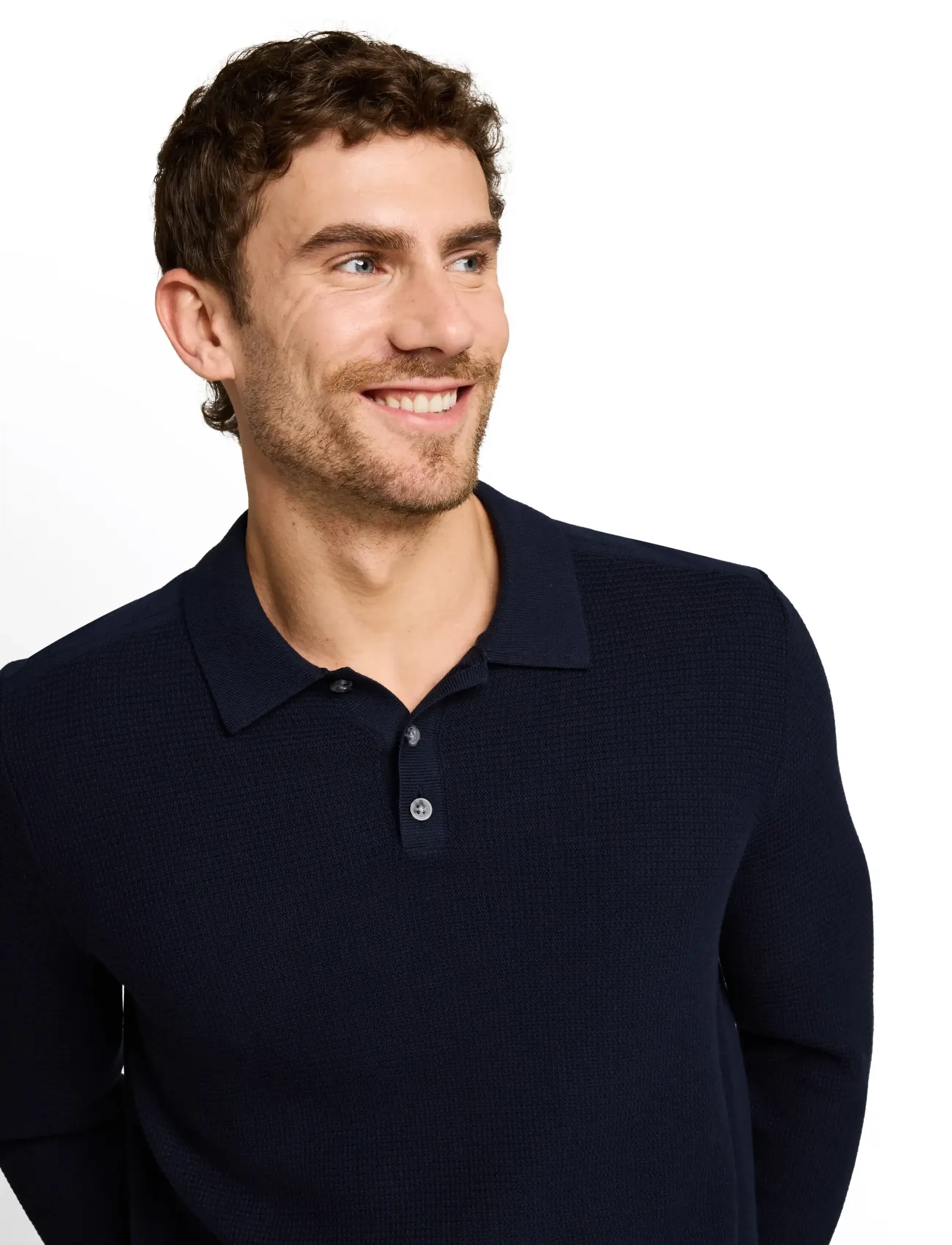 Tom Tailor - structured knit polo - langärmelige strick-polohemden - sky captain blue - 5
