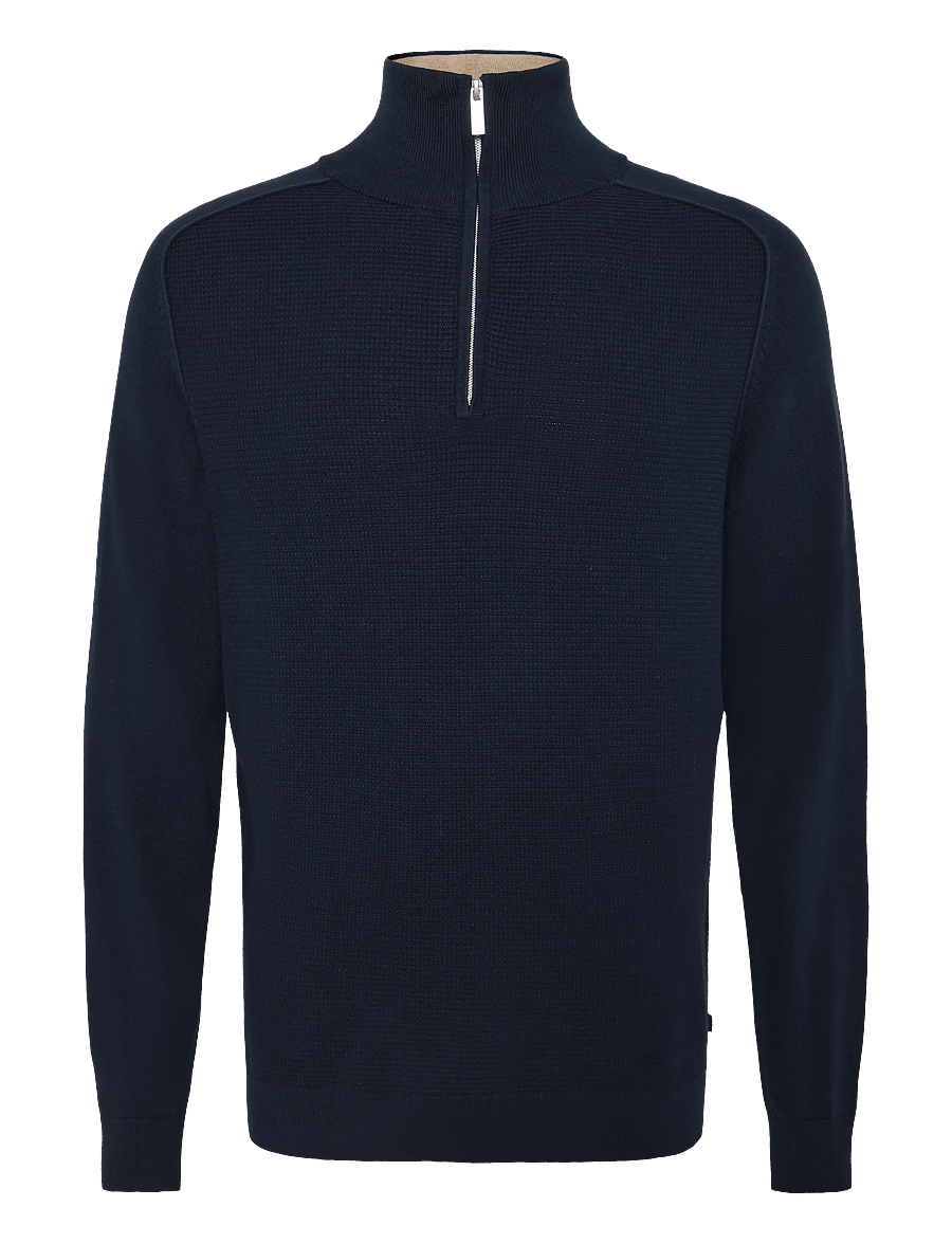 Tom Tailor - basic knit troyer - halfzip strik - sky captain blue - 1