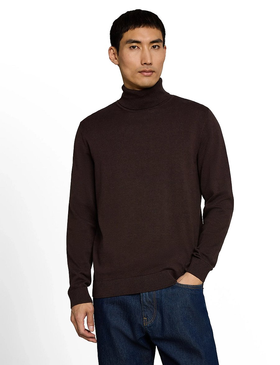 Tom Tailor - basic turtle neck knit - rollkragenpullover - dark chocolate brown melange - 0