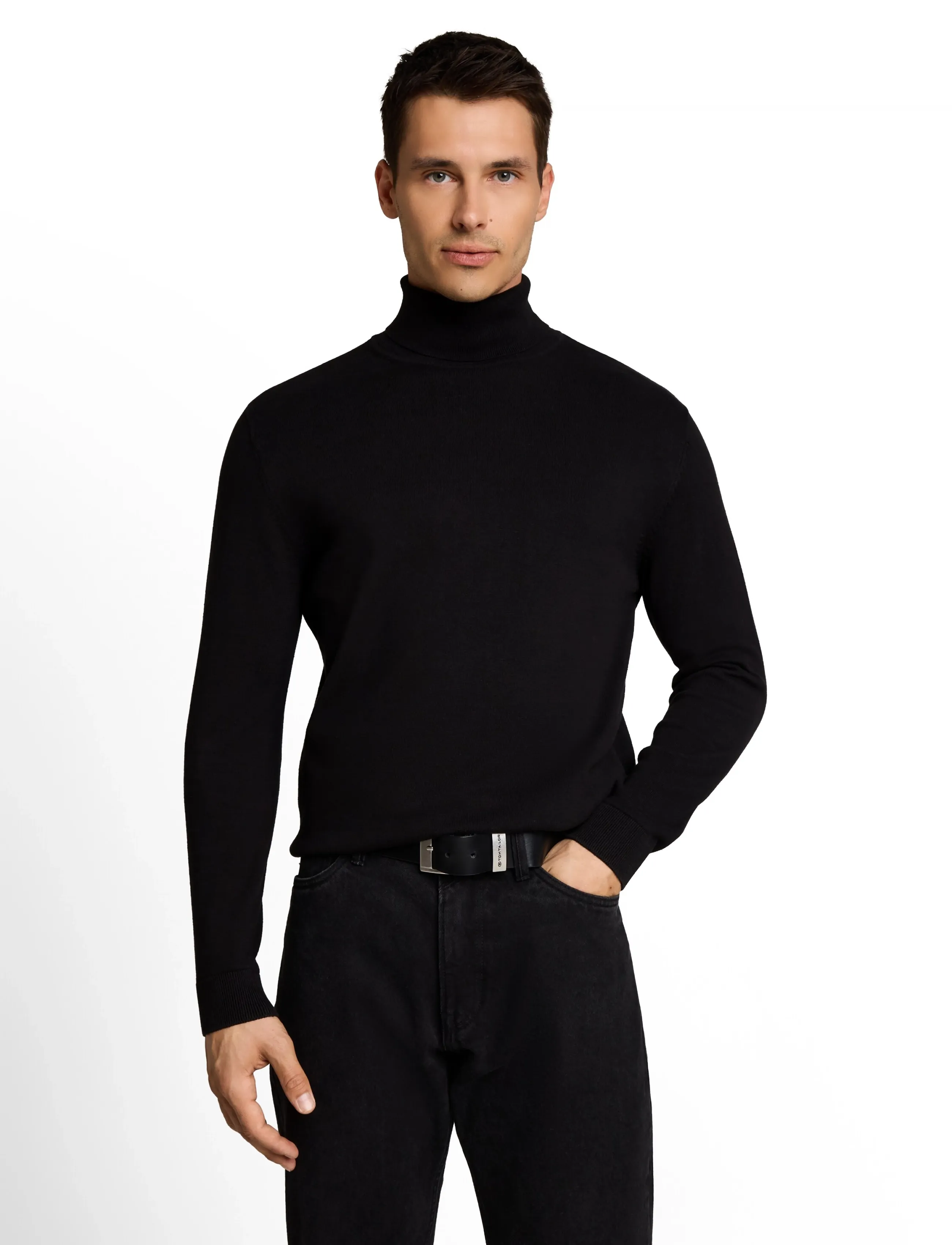Tom Tailor - basic turtle neck knit - polokrage - black - 3