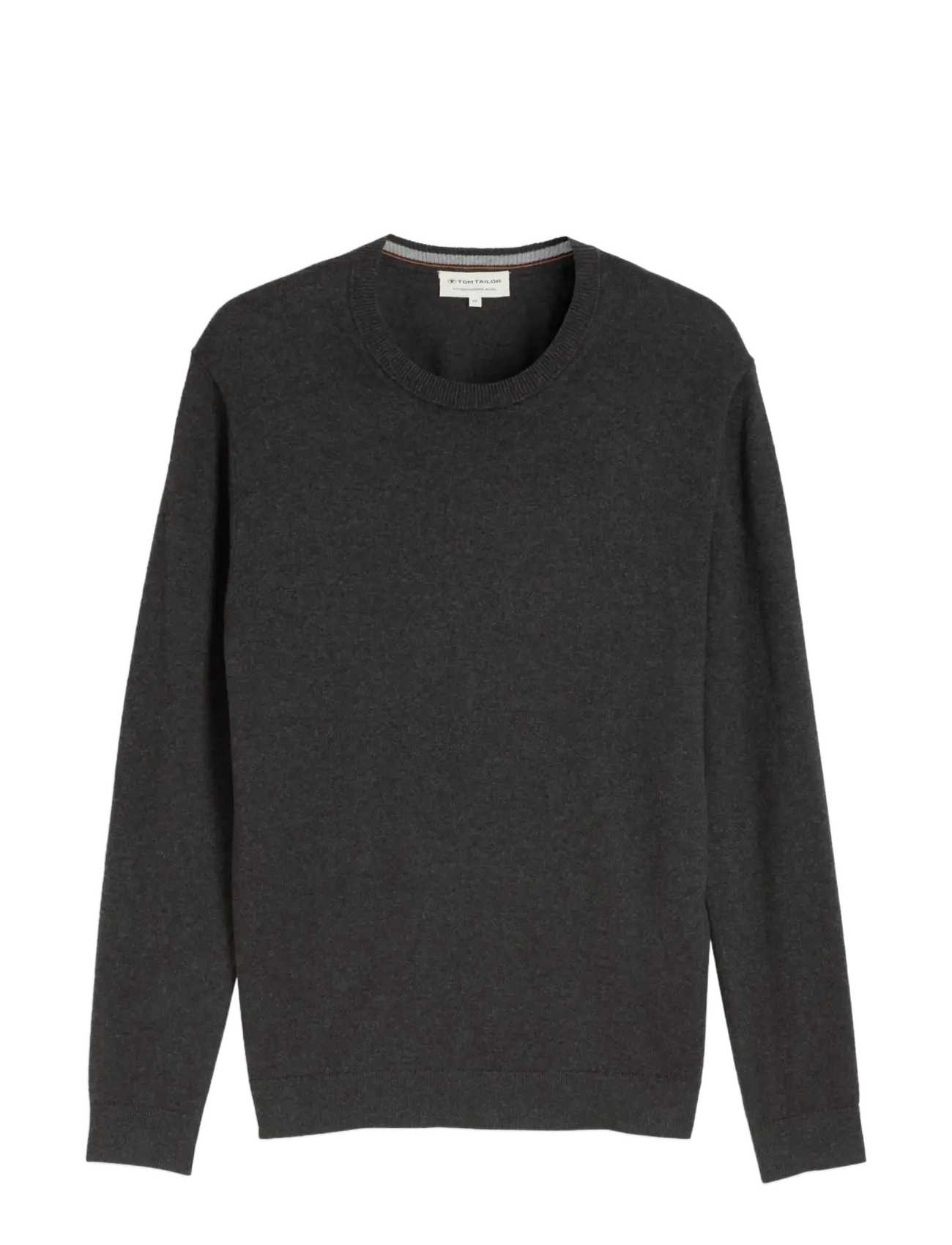 Tom Tailor - cotton cashmere crew neck knit - black grey melange - 1