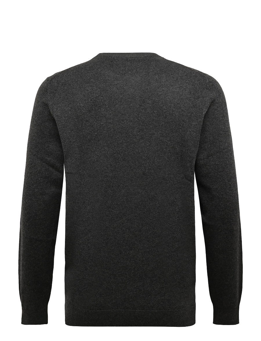 Tom Tailor - cotton cashmere crew neck knit - round necks - black grey melange - 2