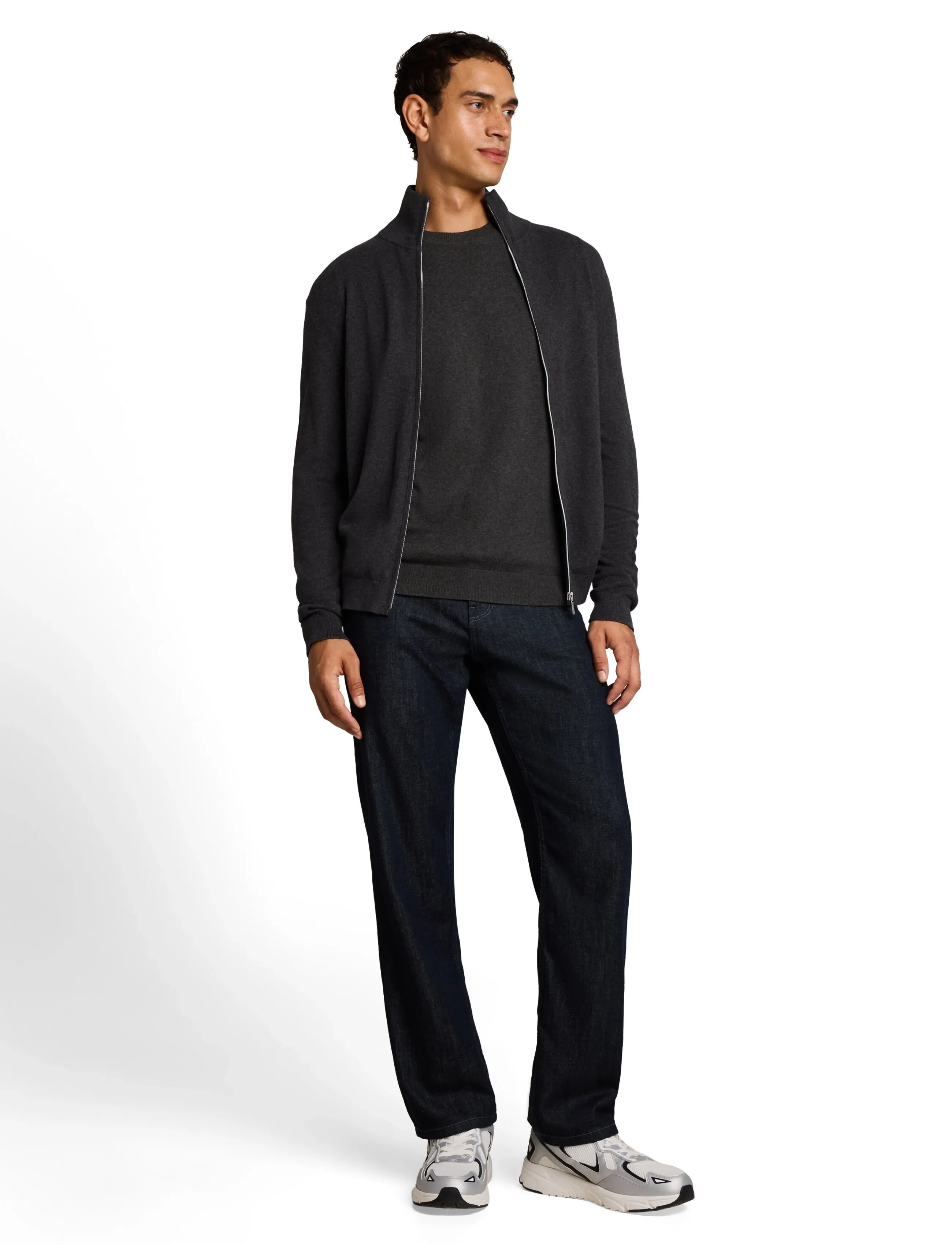 Tom Tailor cotton cashmere crew neck knit - Kollektionen - BLACK GREY MELANGE / grey