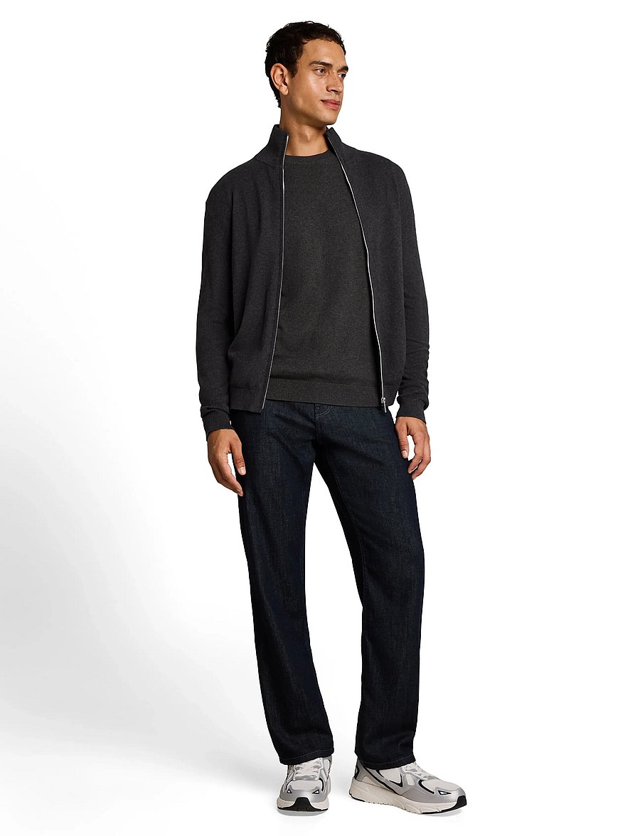 Tom Tailor - cotton cashmere crew neck knit - black grey melange - 0