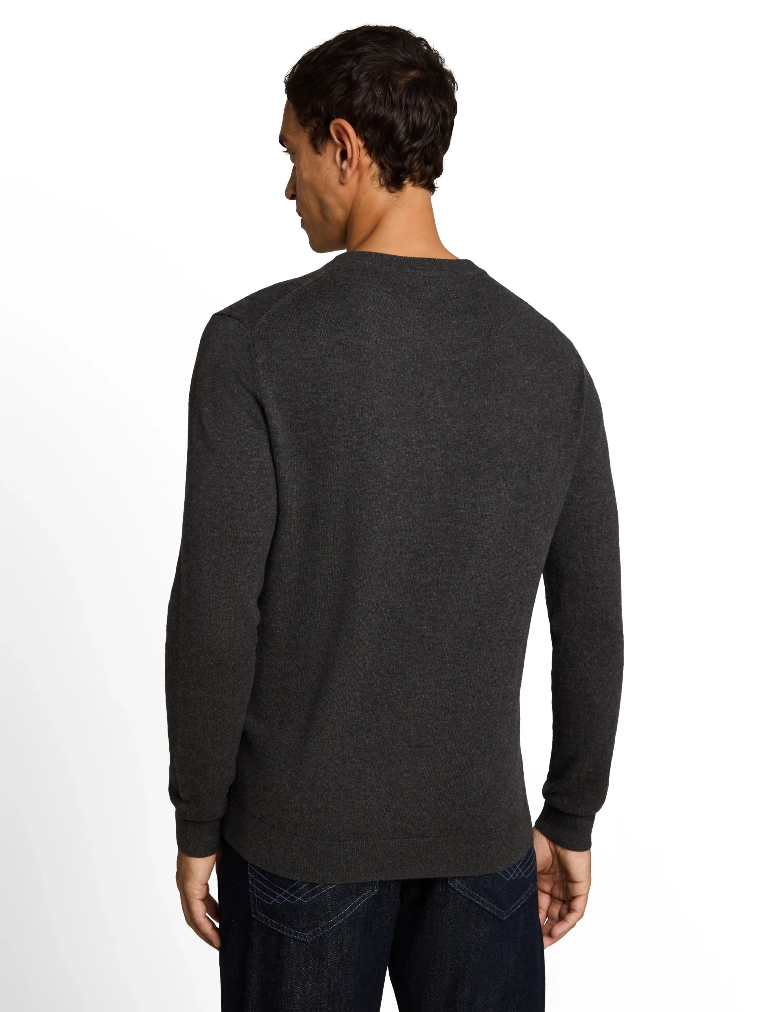 Tom Tailor - cotton cashmere crew neck knit - black grey melange - 2