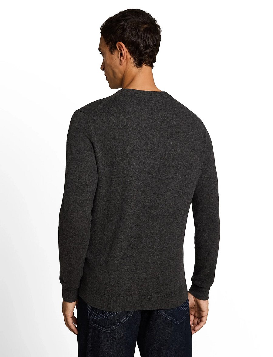 Tom Tailor - cotton cashmere crew neck knit - black grey melange - 2