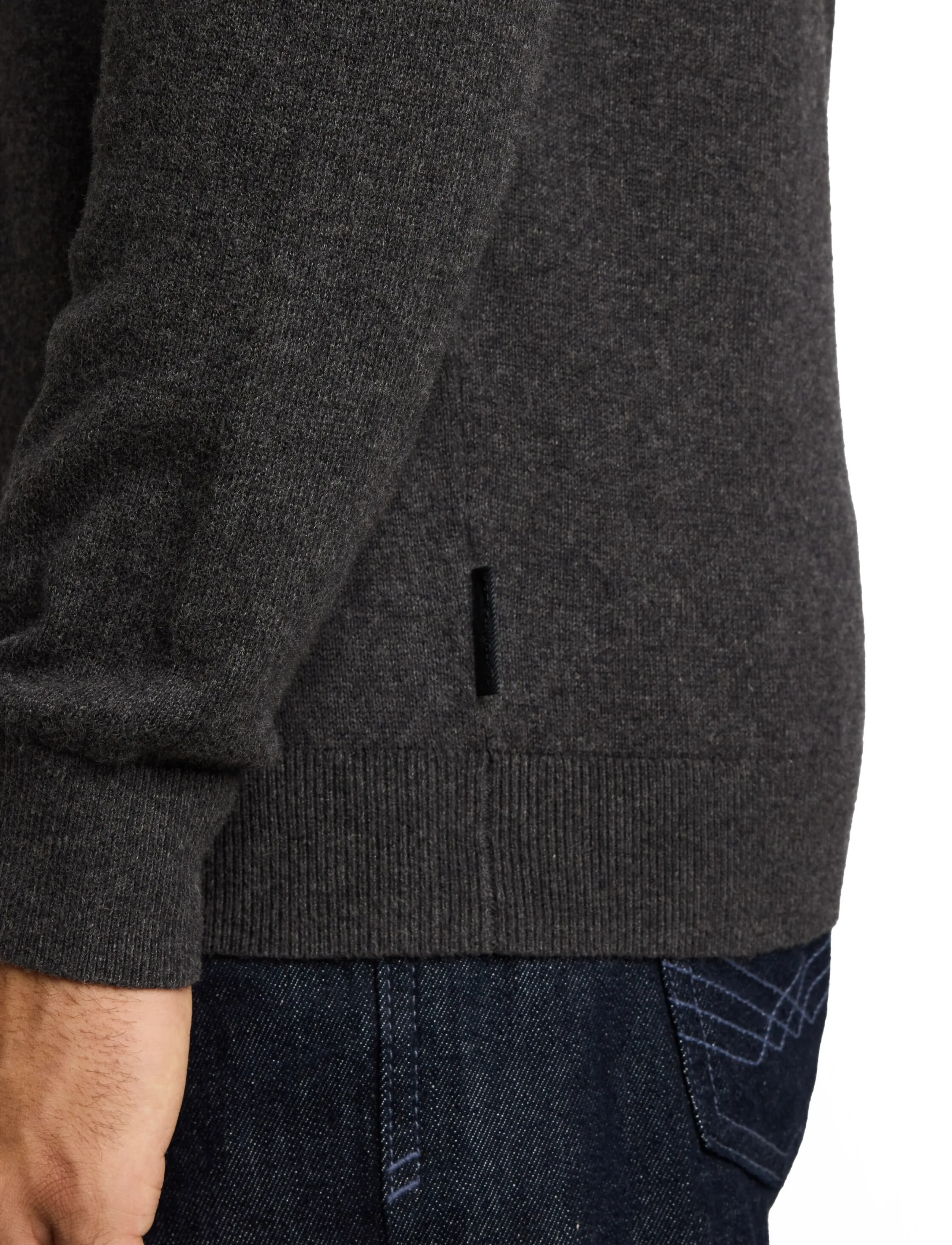 Tom Tailor - cotton cashmere crew neck knit - black grey melange - 4