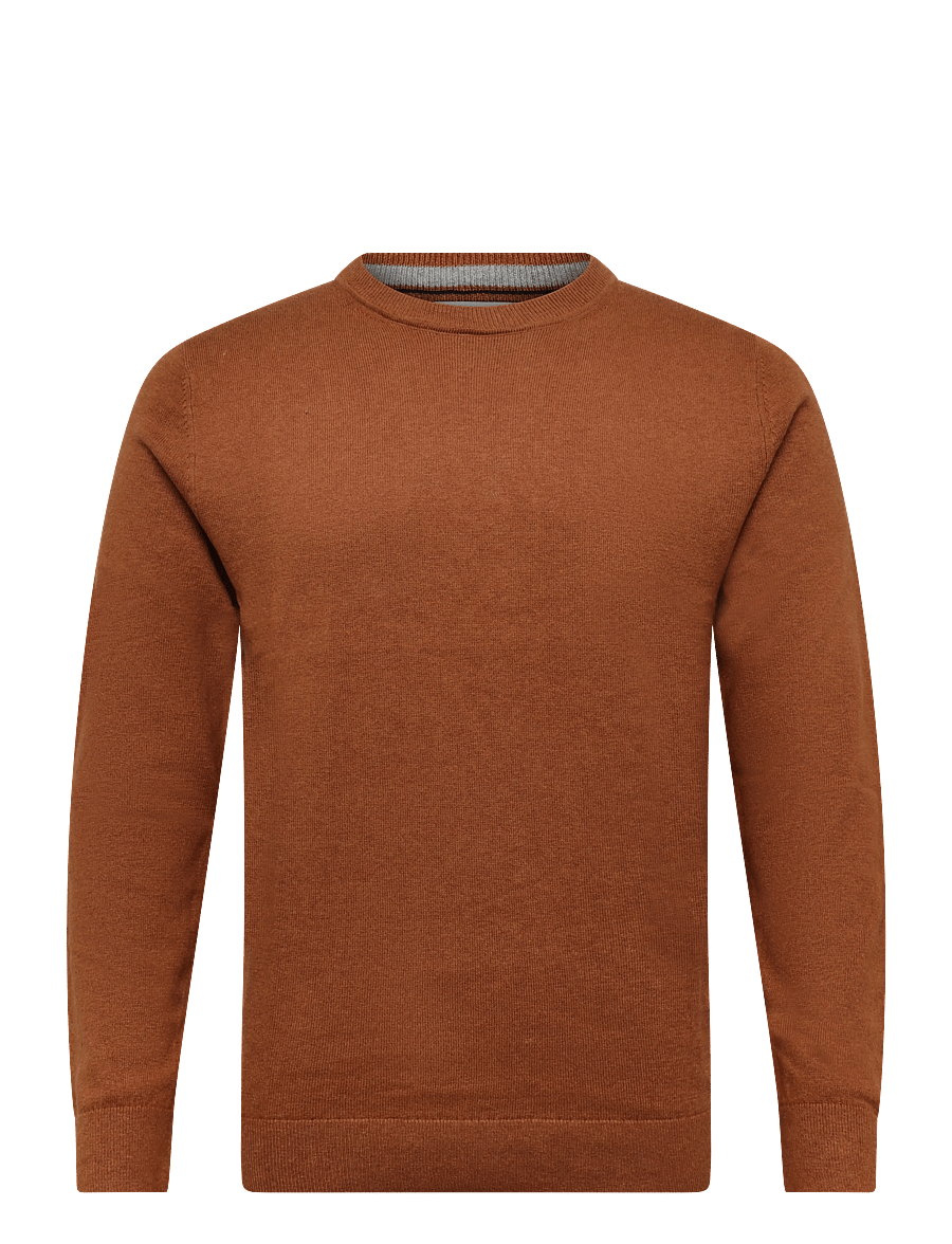 Tom Tailor - cotton cashmere crew neck knit - rundhalsad - camel brown melange - 1