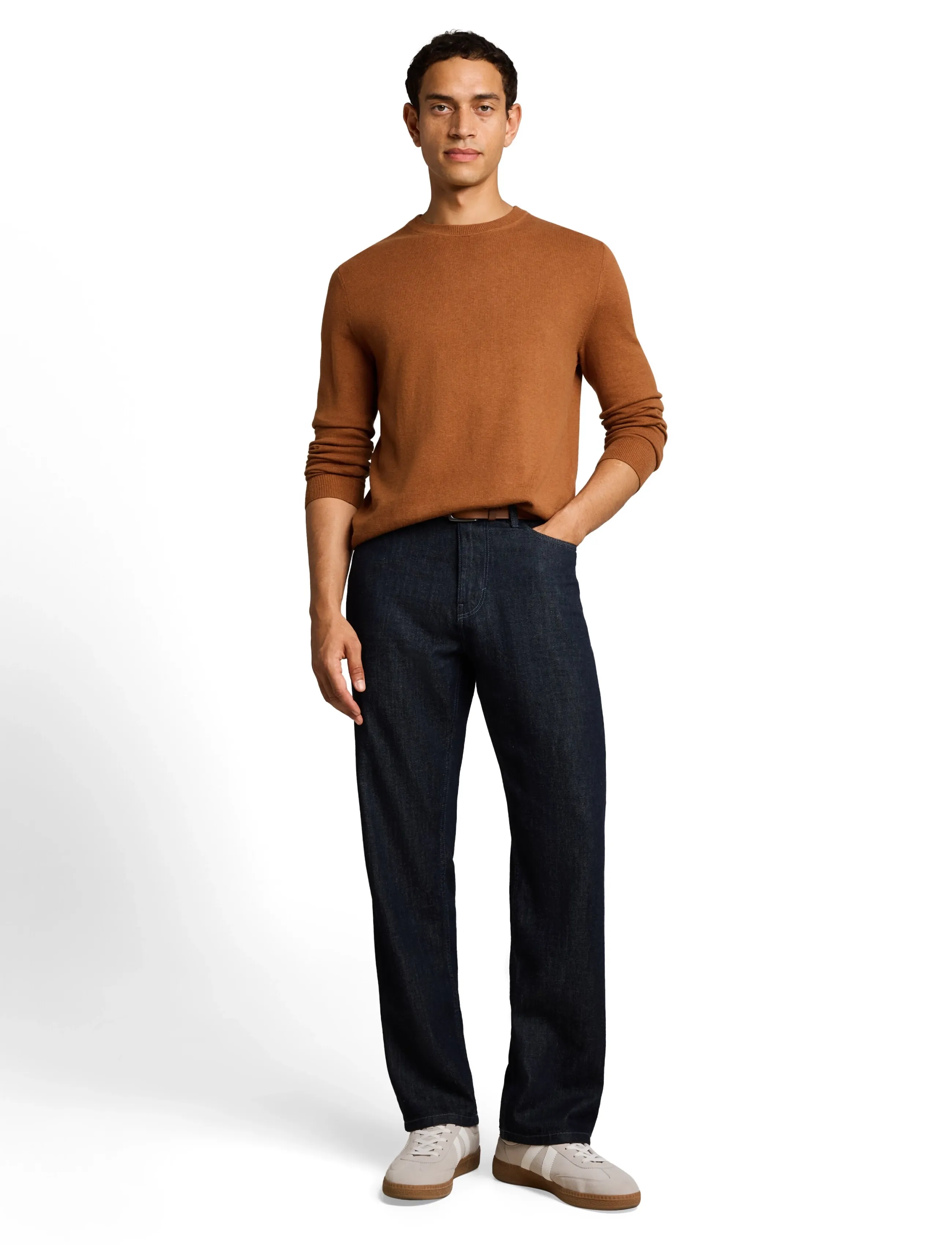 Tom Tailor - cotton cashmere crew neck knit - rundhalsad - camel brown melange - 0