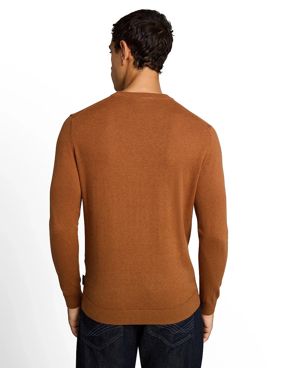 Tom Tailor - cotton cashmere crew neck knit - rundhalsad - camel brown melange - 3