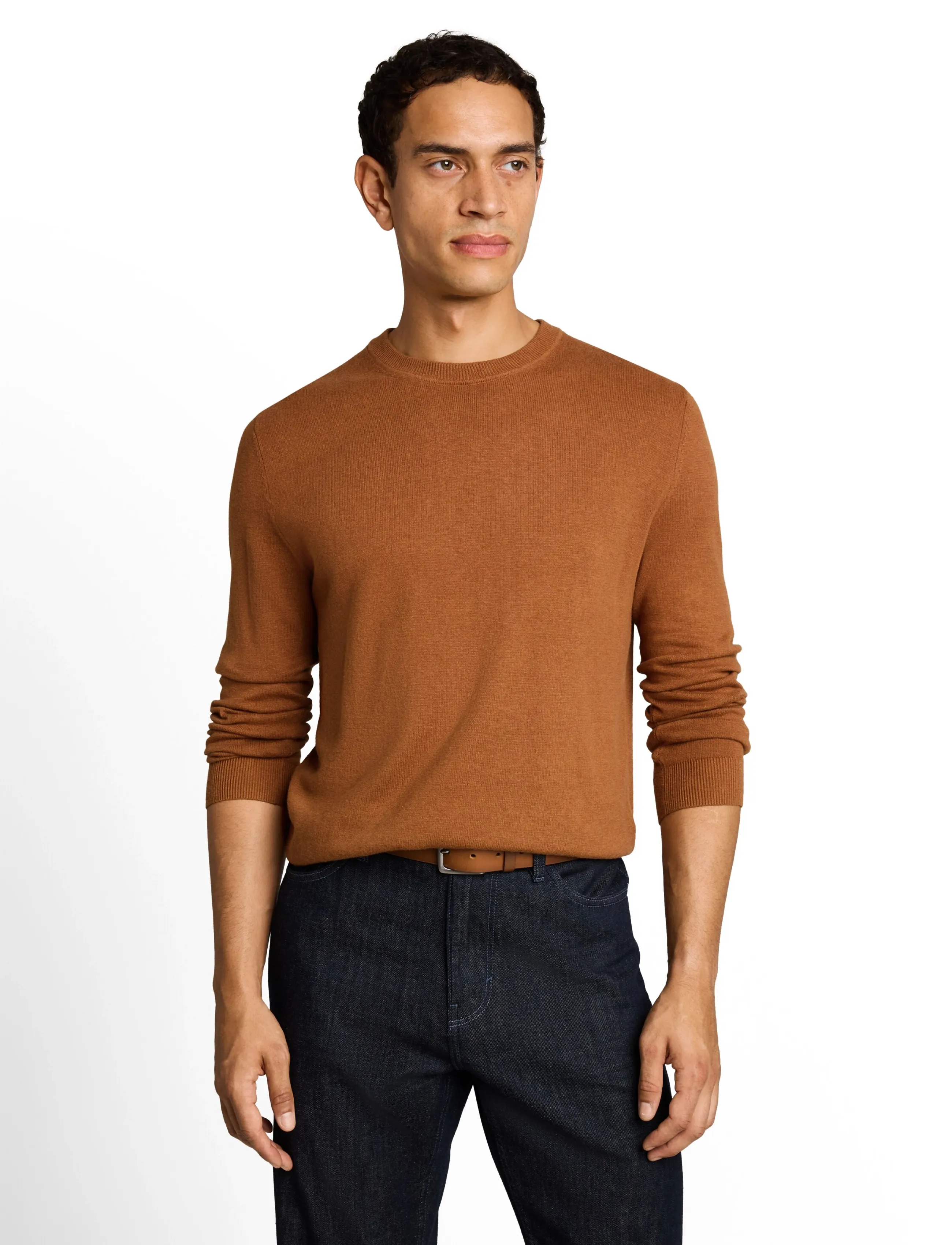 Tom Tailor - cotton cashmere crew neck knit - rundhalsad - camel brown melange - 4