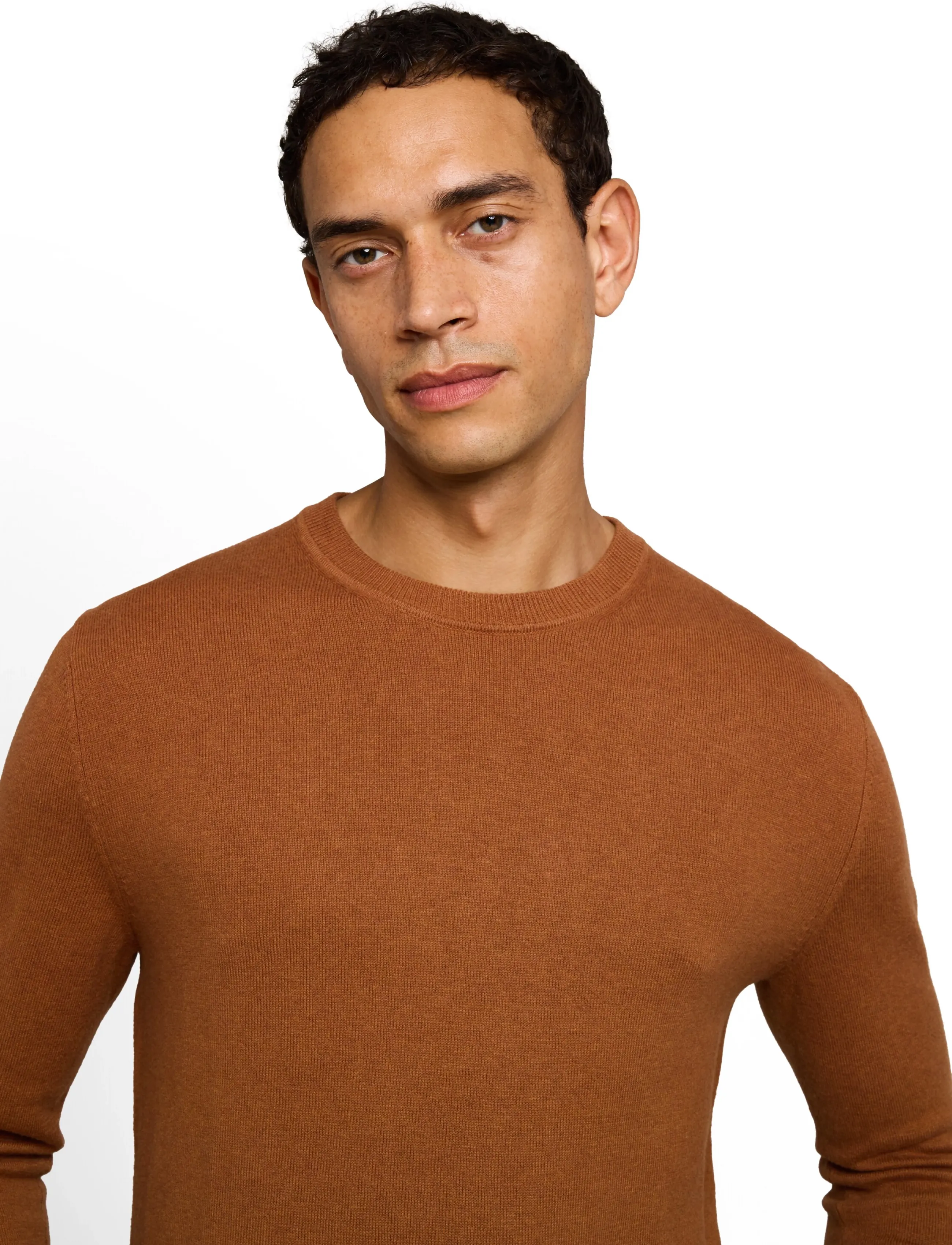 Tom Tailor - cotton cashmere crew neck knit - rundhalsad - camel brown melange - 5