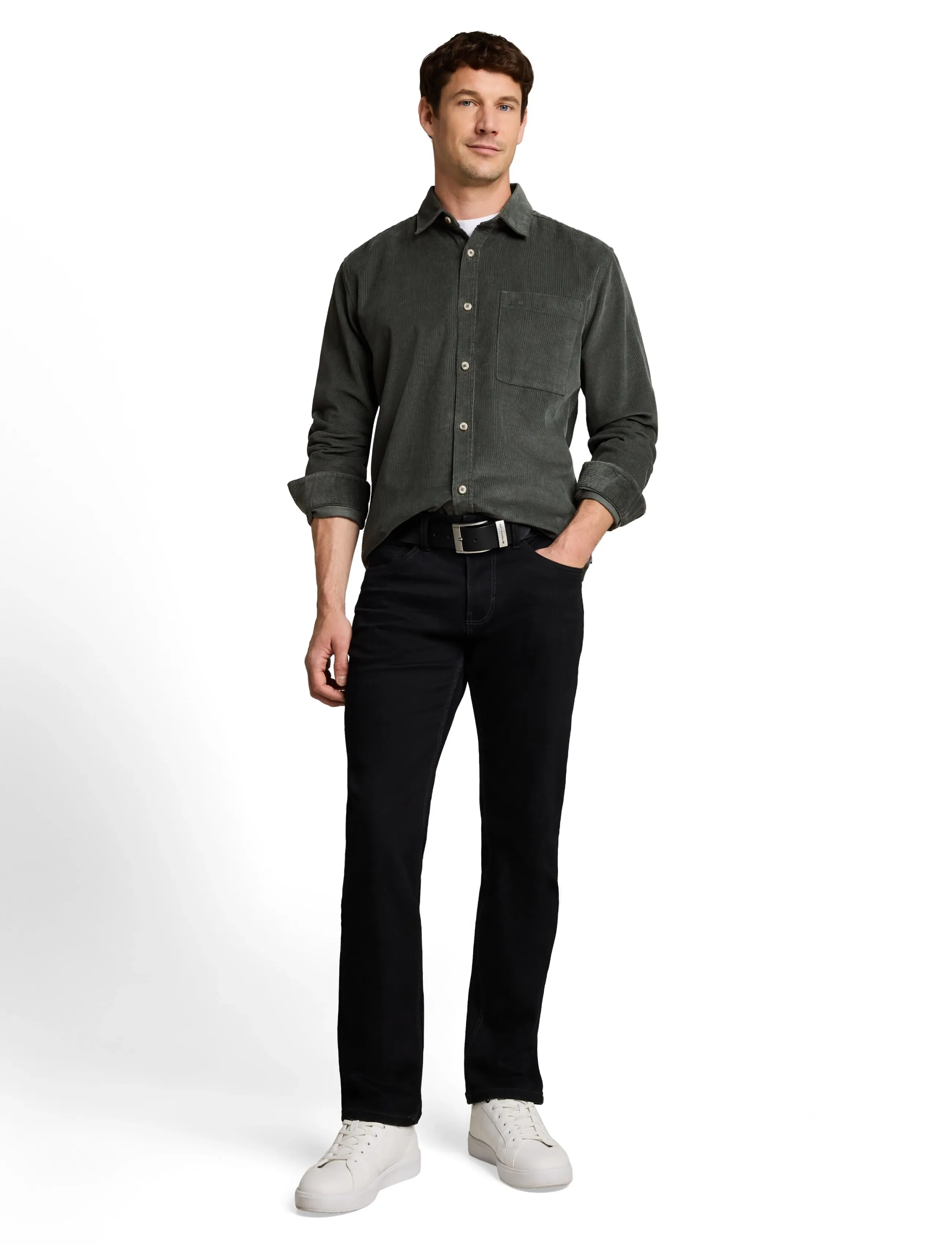 Tom Tailor soft corduroy shirt - Tøj - DARKEST OLIVE / khaki/green
