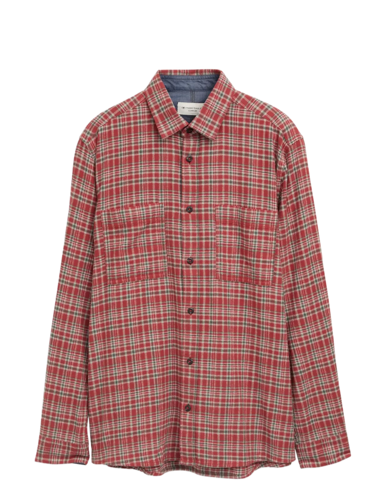 Tom Tailor - comfort checked shirt - red based mint check - 1