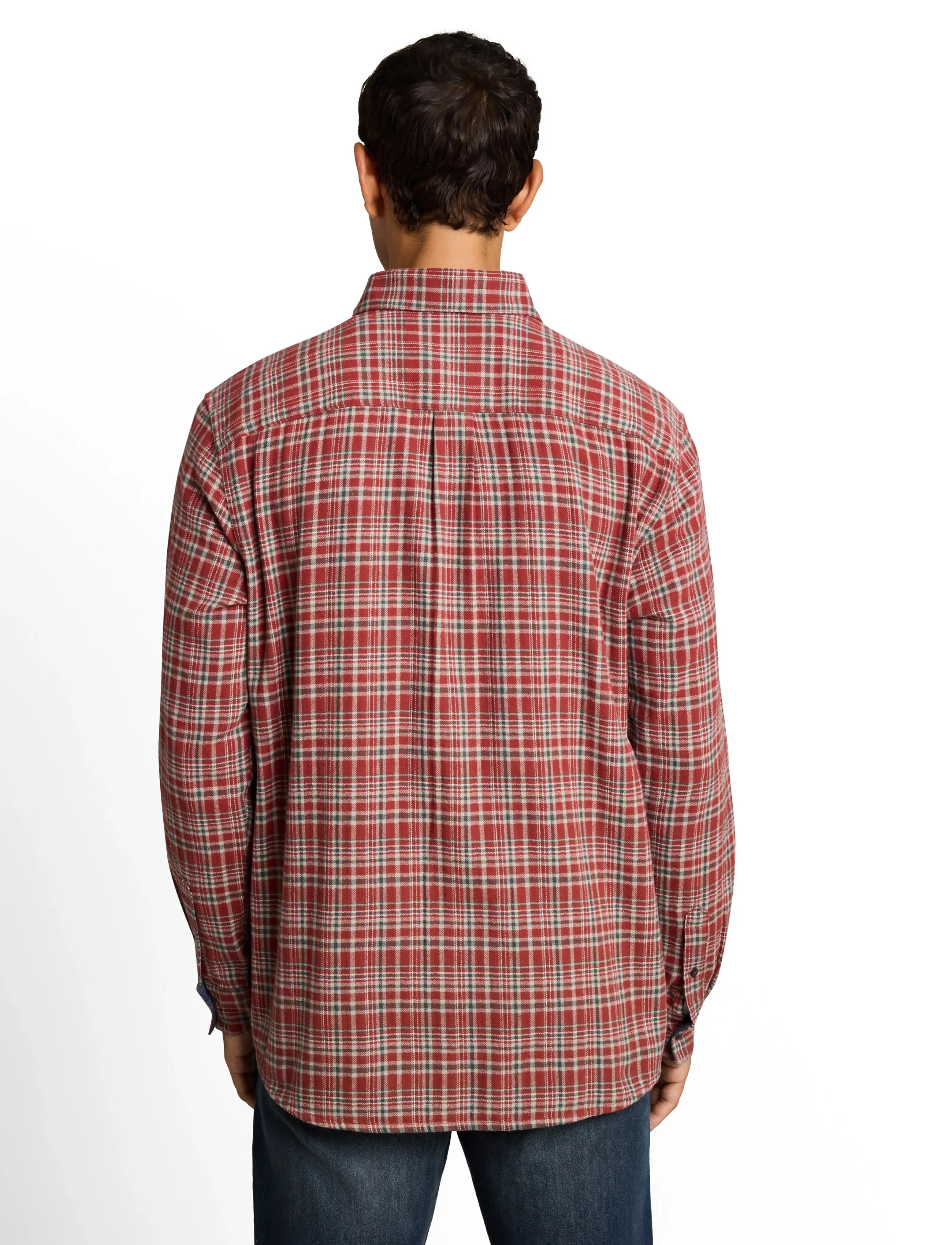 Tom Tailor - comfort checked shirt - red based mint check - 3