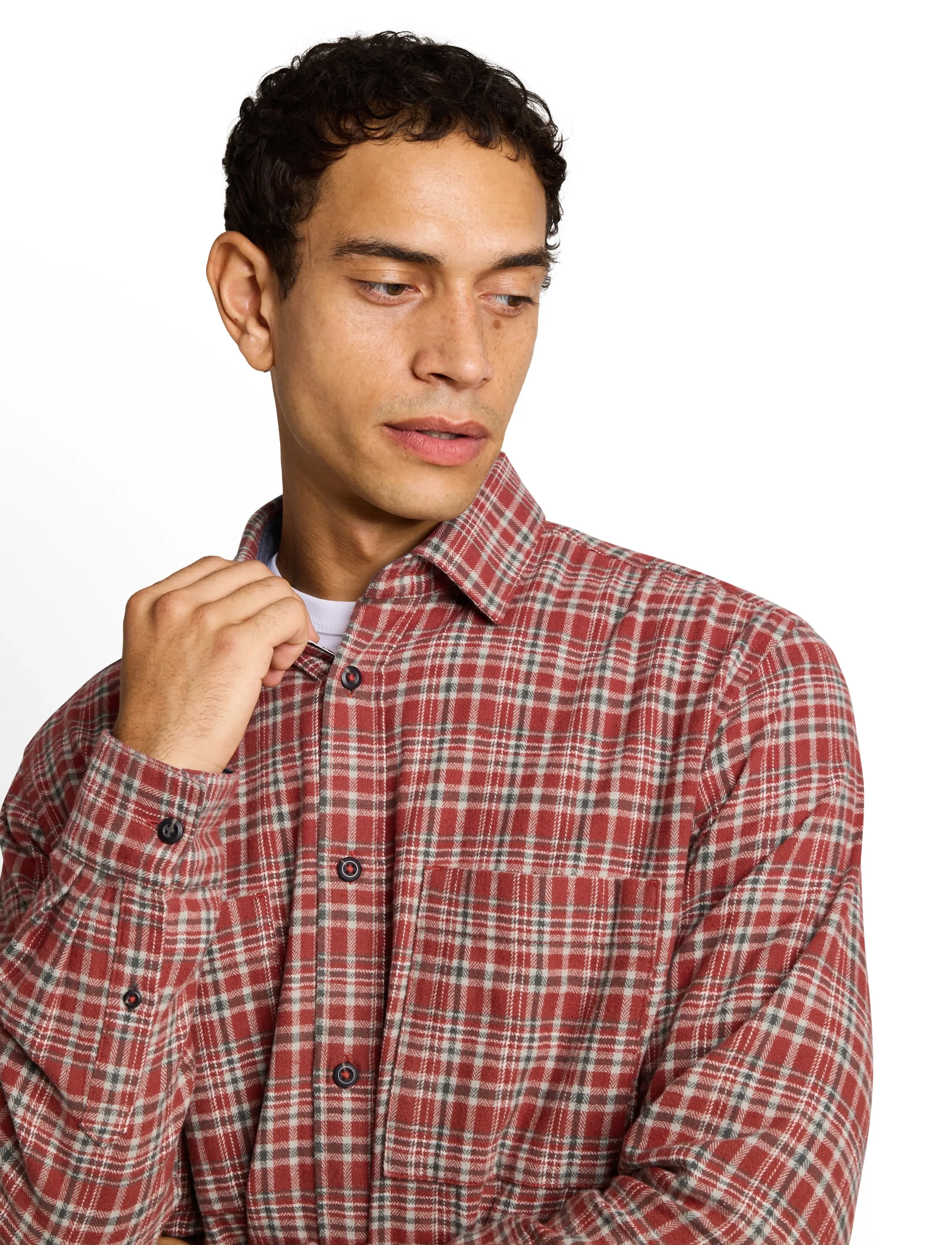 Tom Tailor - comfort checked shirt - red based mint check - 4