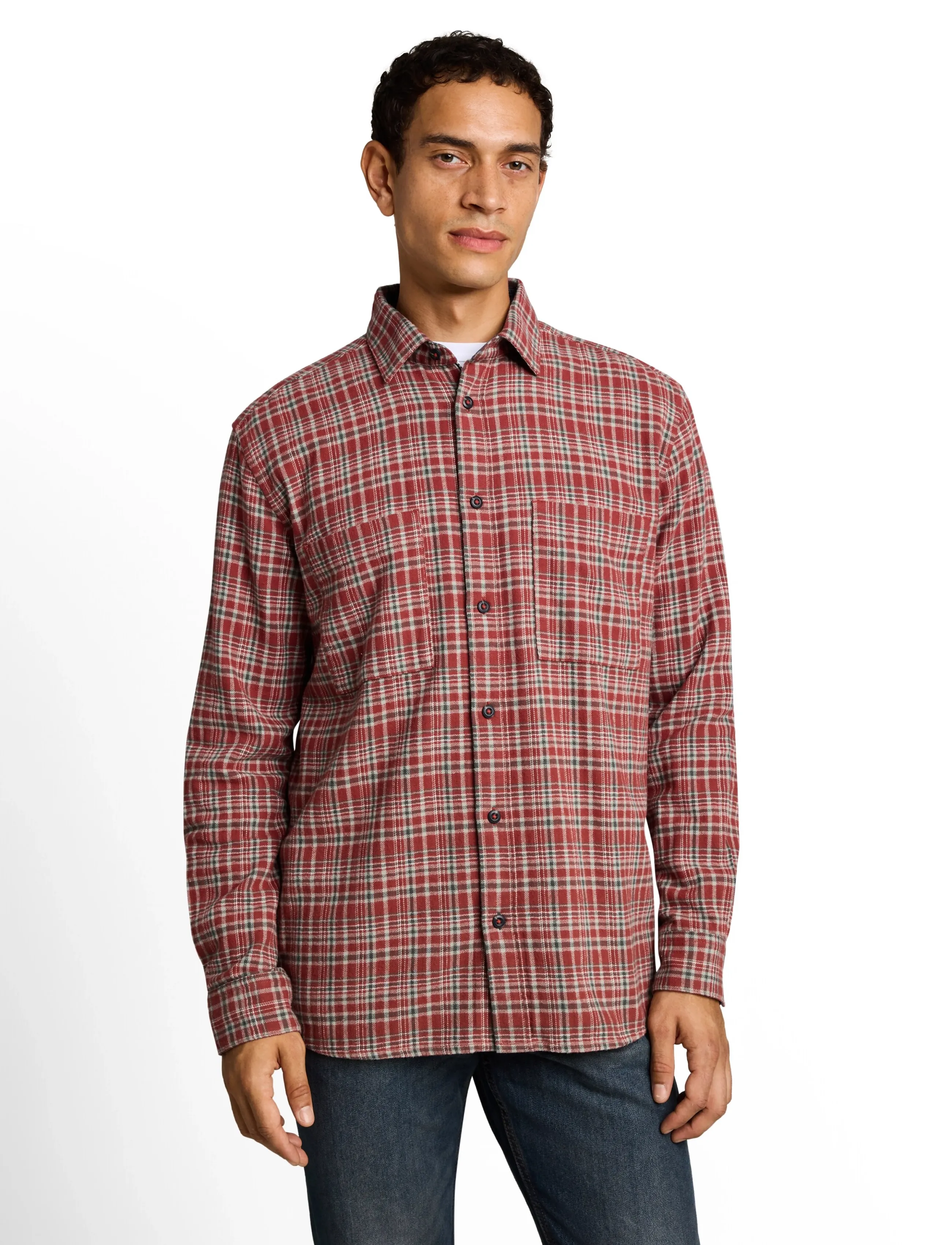 Tom Tailor - comfort checked shirt - red based mint check - 5
