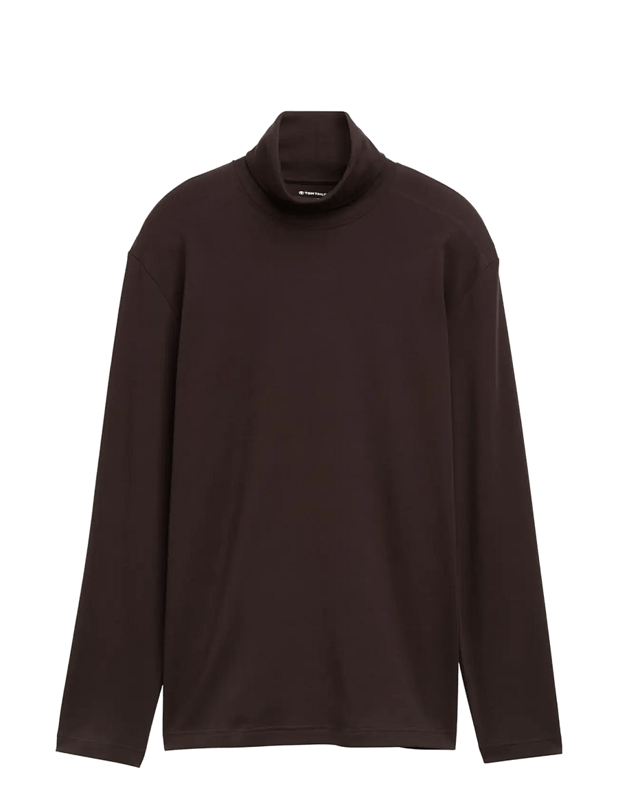 Tom Tailor - printed turtleneck - rullekraver - dark chocolate brown - 1