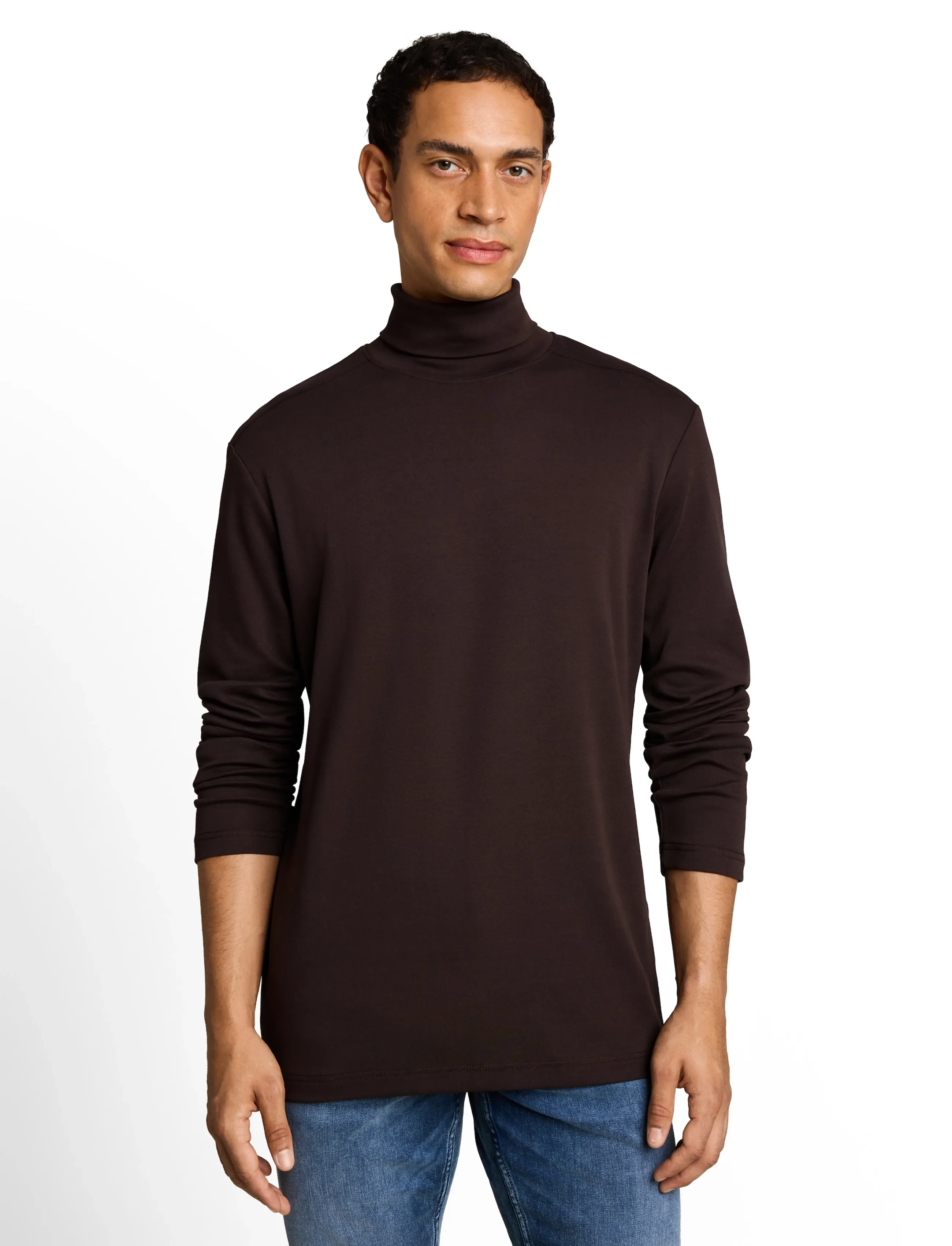 Tom Tailor - printed turtleneck - rullekraver - dark chocolate brown - 4