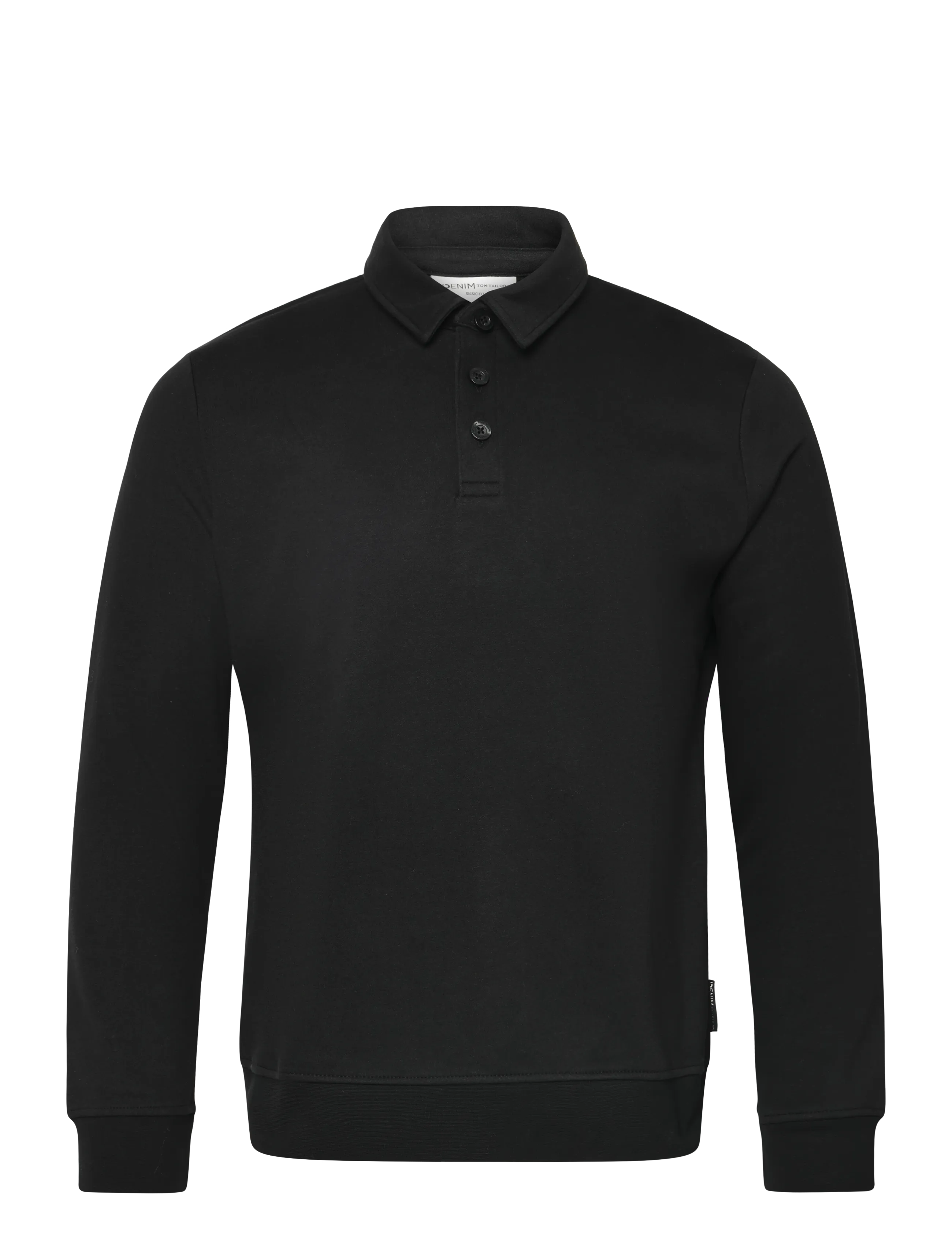 Tom Tailor - buttoned polo collar sweatshirt - black - 1
