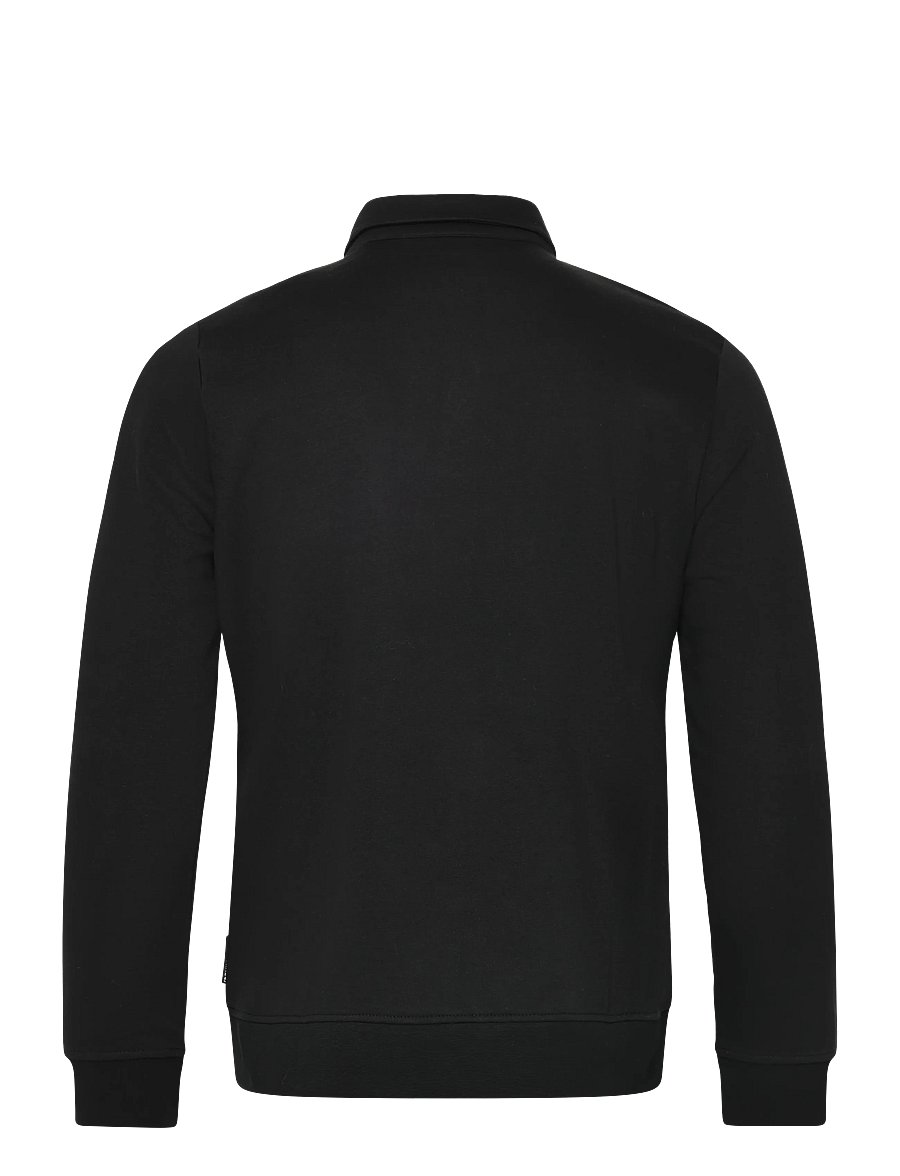 Tom Tailor - buttoned polo collar sweatshirt - langärmelige strick-polohemden - black - 2