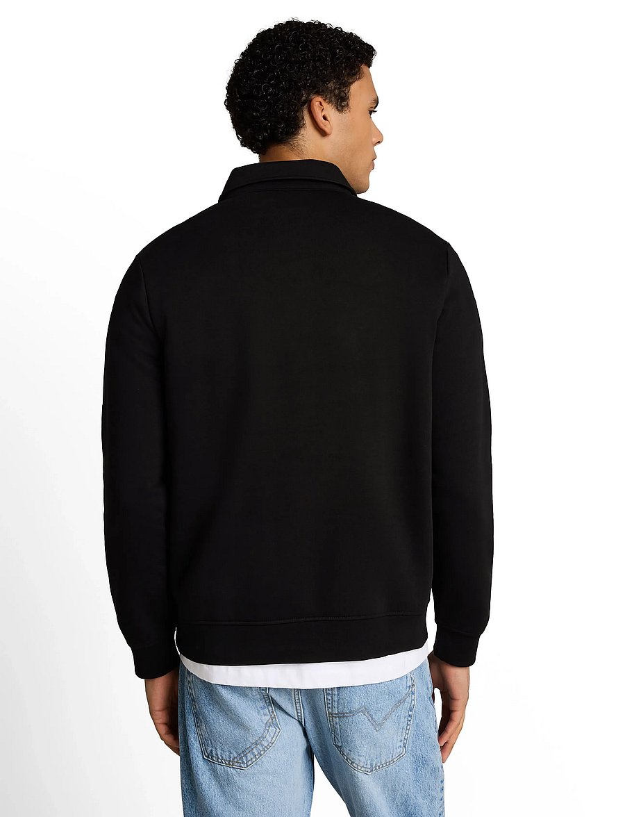 Tom Tailor - buttoned polo collar sweatshirt - langärmelige strick-polohemden - black - 3