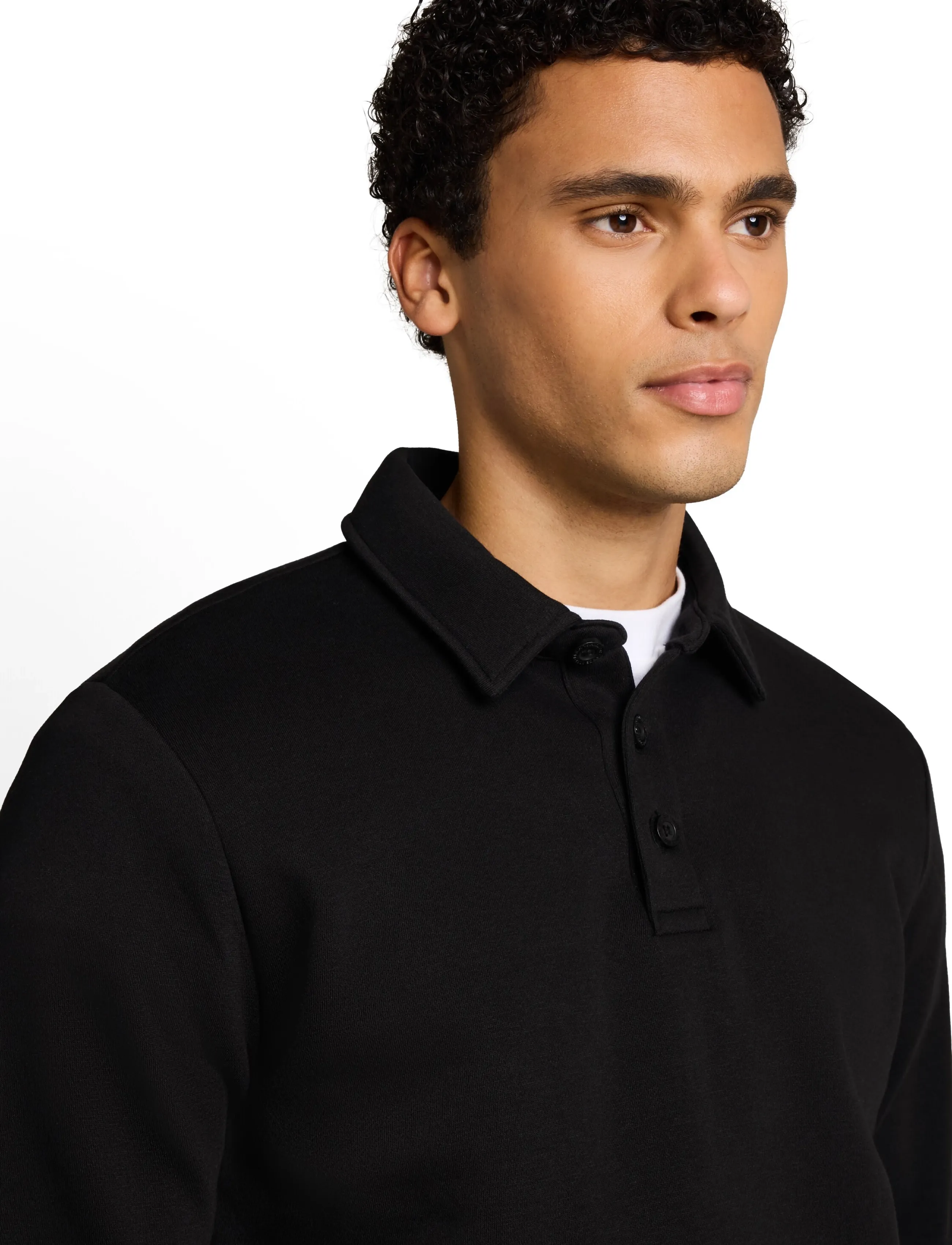 Tom Tailor - buttoned polo collar sweatshirt - black - 4