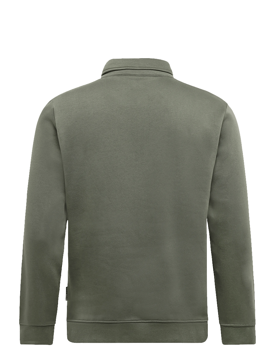 Tom Tailor - buttoned polo collar sweatshirt - långärmade stickade pikétröjor - urban olive green - 2