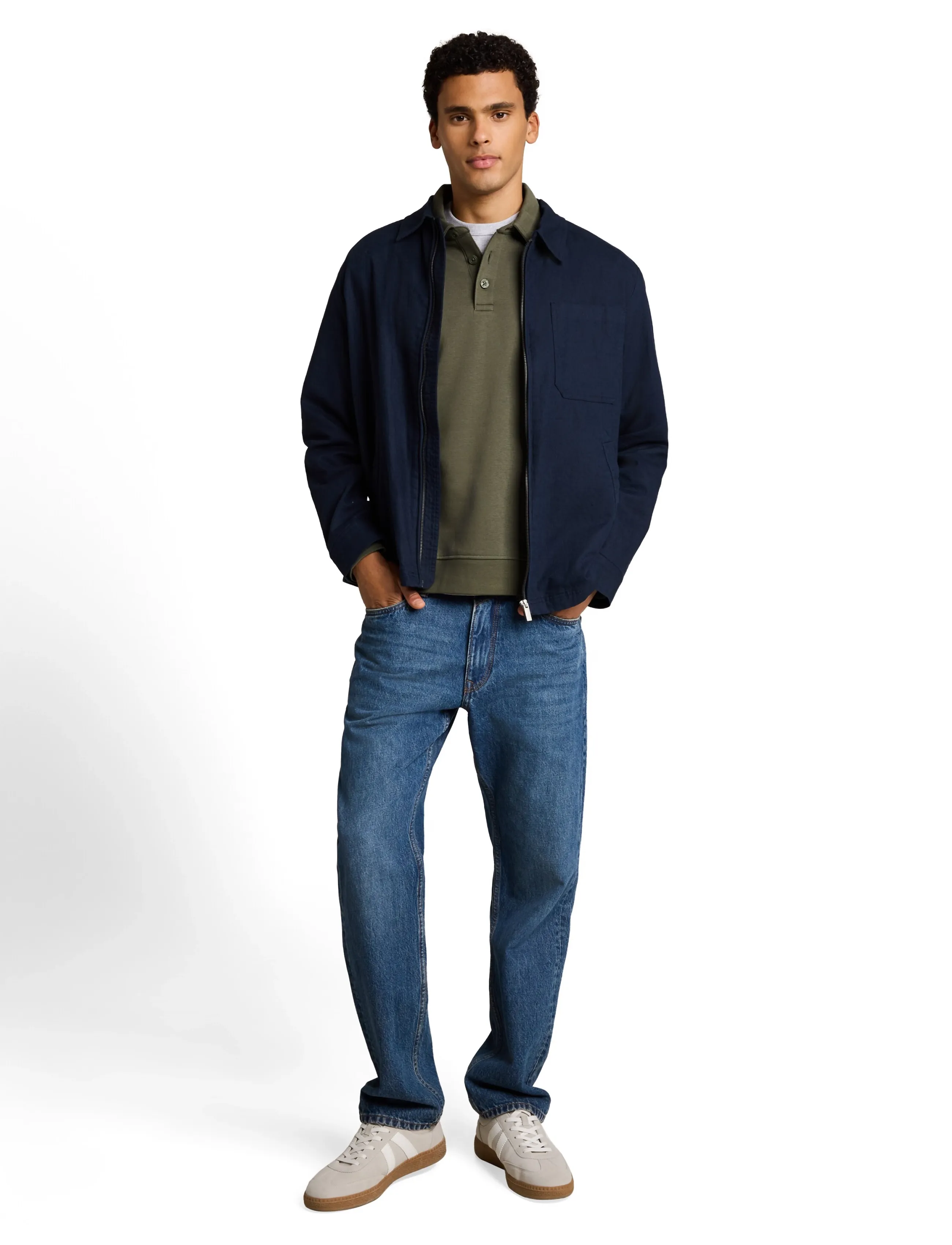 Tom Tailor buttoned polo collar sweatshirt - Långärmade stickade pikétröjor - URBAN OLIVE GREEN / khaki/green