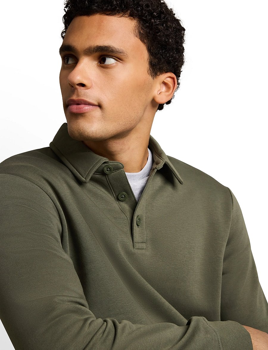 Tom Tailor - buttoned polo collar sweatshirt - långärmade stickade pikétröjor - urban olive green - 5