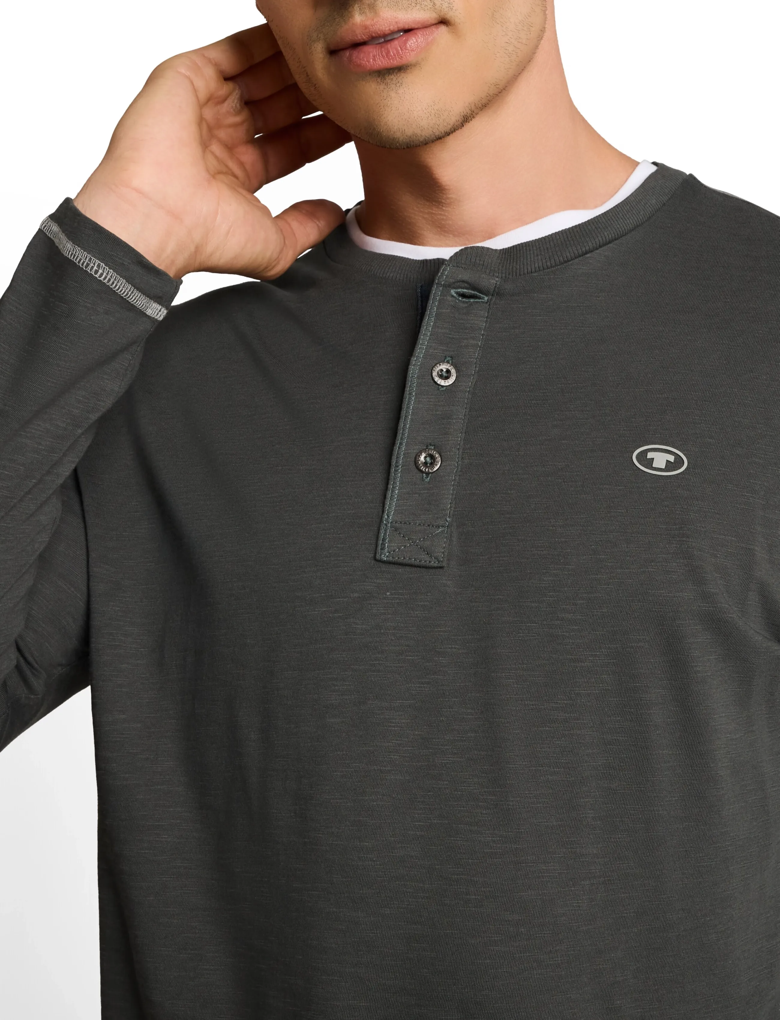 Tom Tailor - longsleeve henley - t-shirts - darkest olive - 5