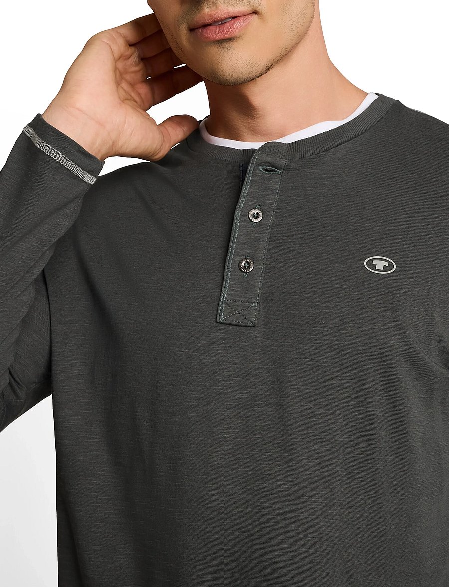 Tom Tailor - longsleeve henley - long-sleeved t-shirts - darkest olive - 5
