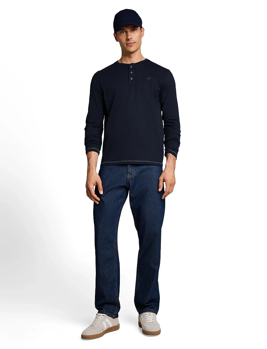 Tom Tailor - longsleeve henley - långärmade t-shirts - sky captain blue - 0