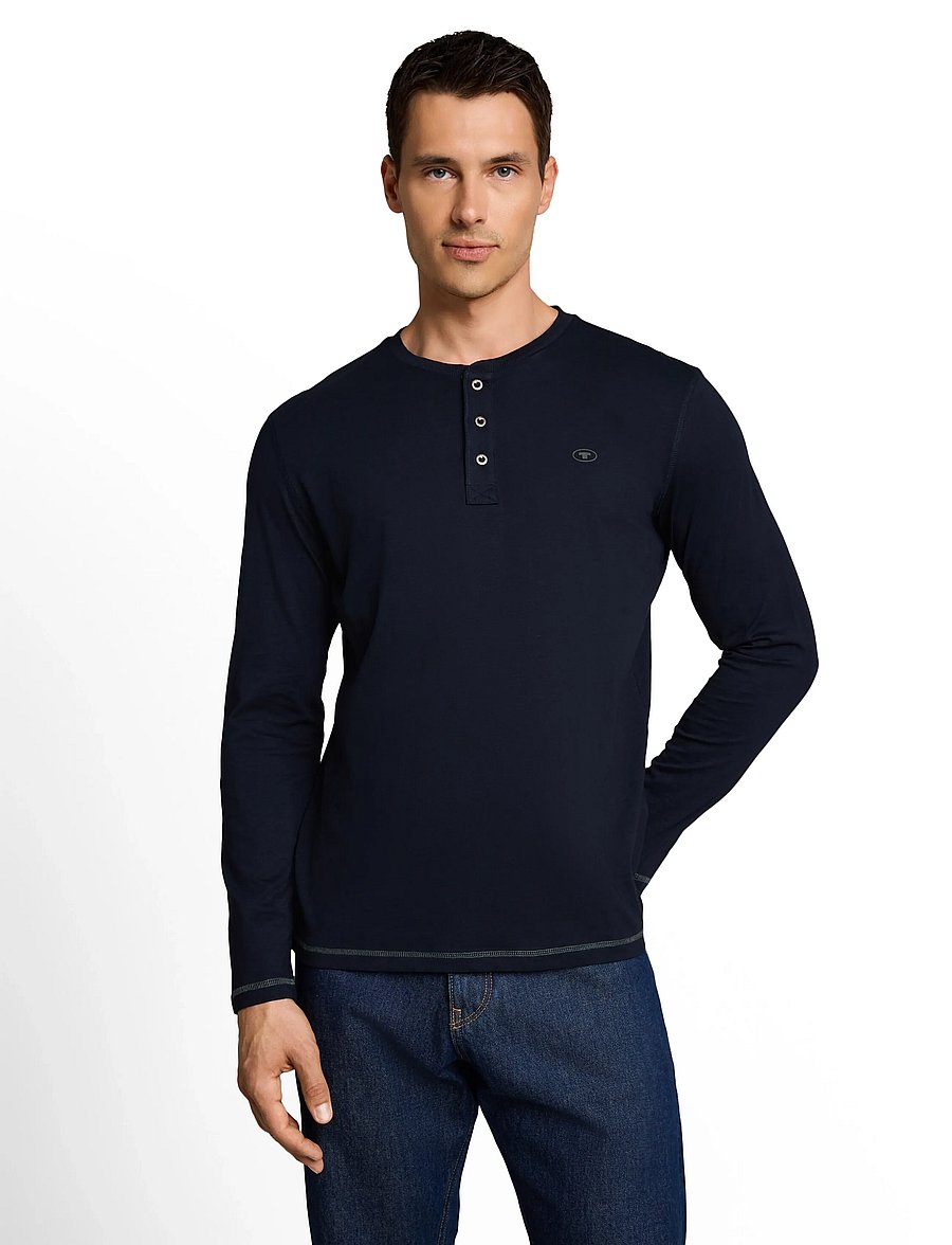Tom Tailor - longsleeve henley - långärmade t-shirts - sky captain blue - 5