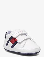 Tommy Hilfiger - FLAG LOW CUT VELCRO SHOE - sommarfynd - white/blue - 0