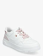 LOW CUT LACE-UP SNEAKER - WHITE/PINK