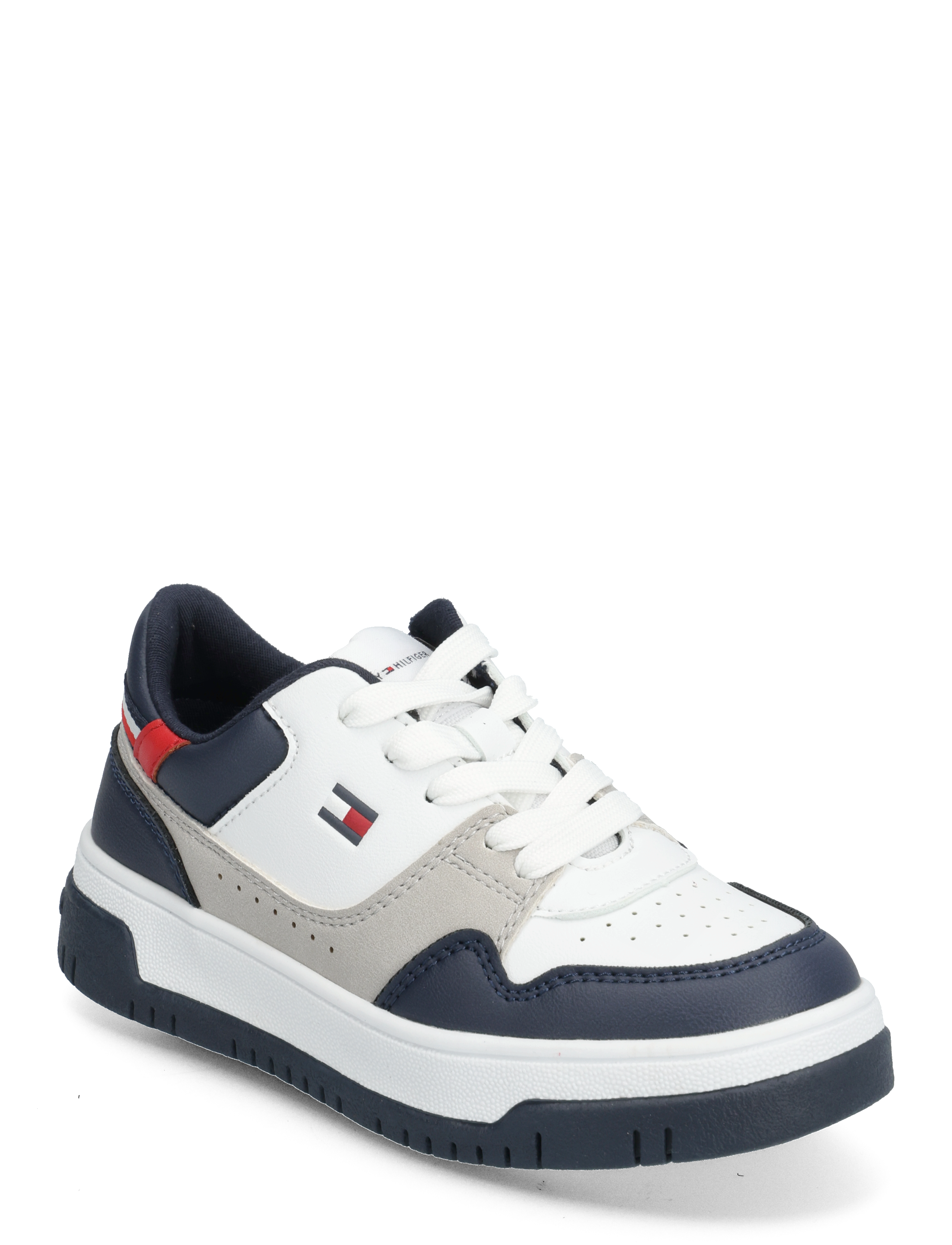 LOW CUT LACE-UP SNEAKER - WHITE/BLUE